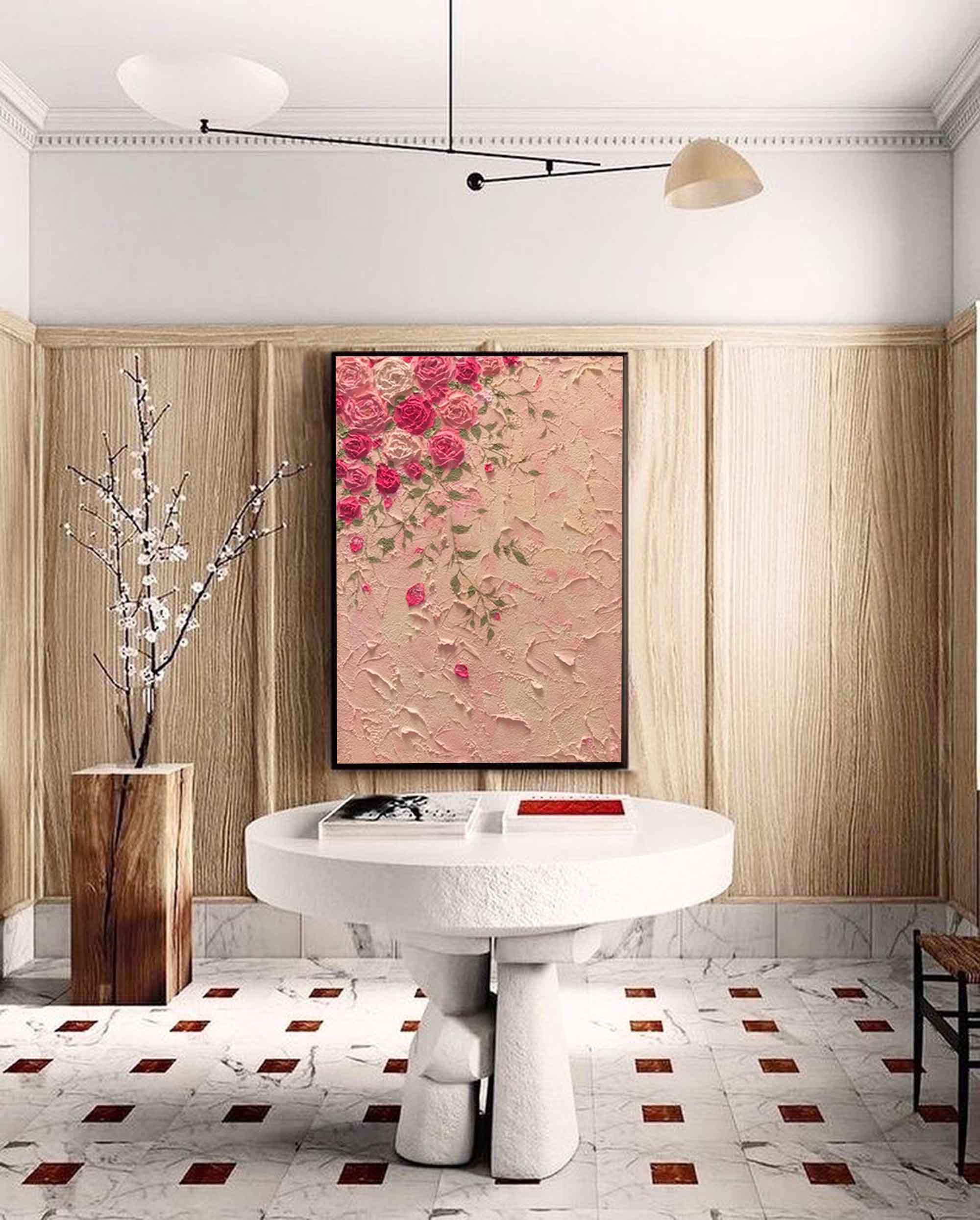 Textured Pink Blossom Floral Canvas