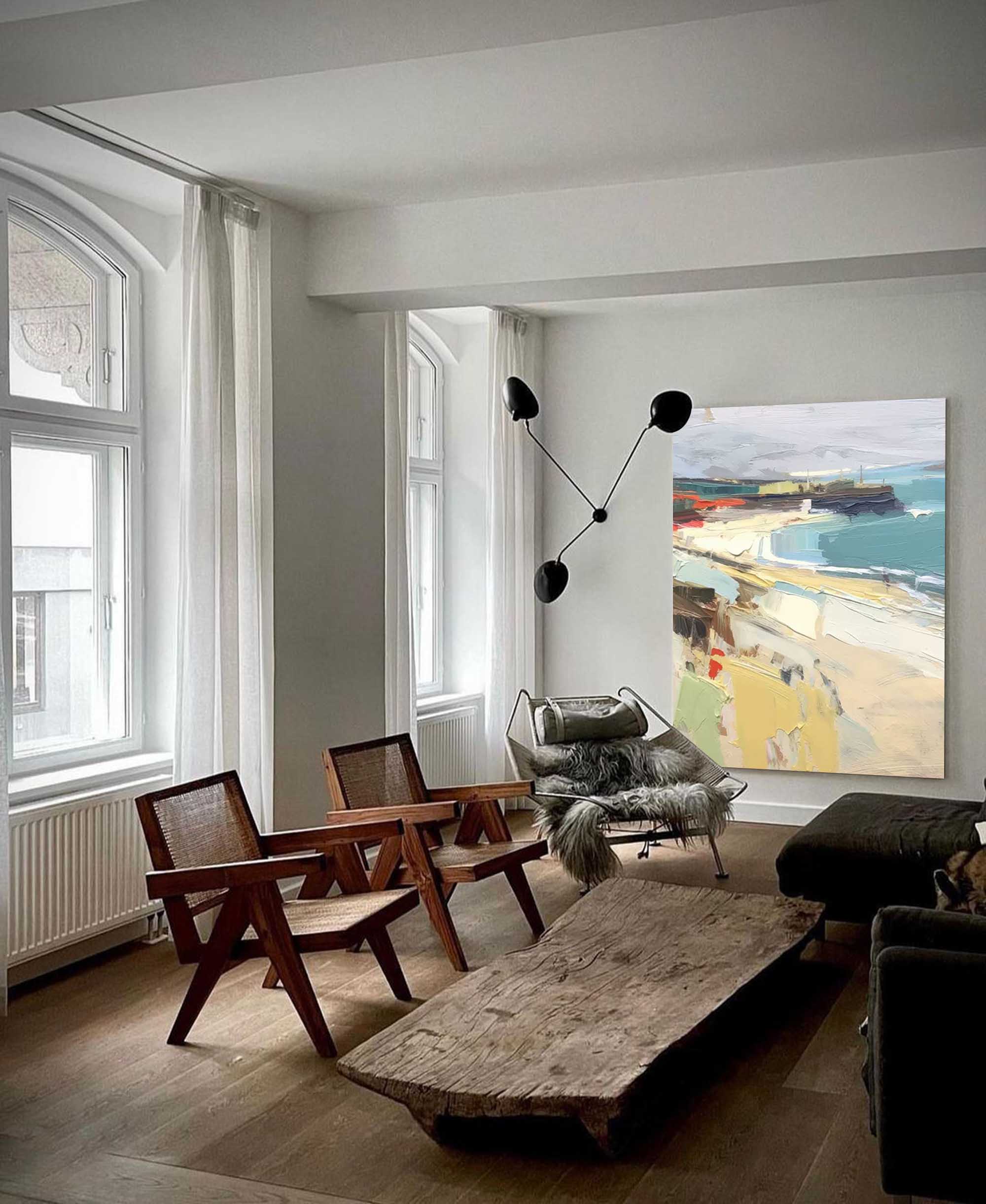 Serene Coastal Oil Painting