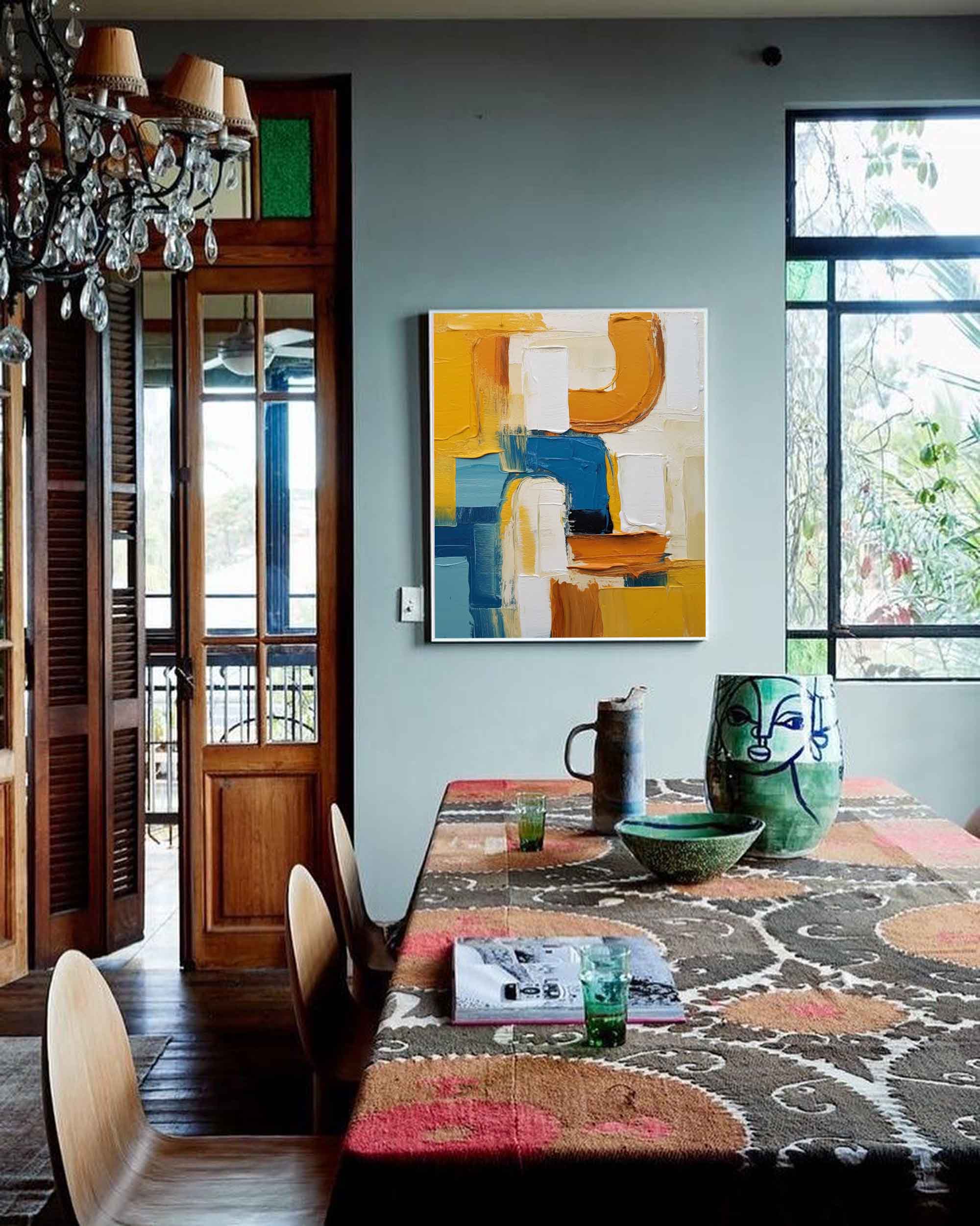 Curved Paths in Blue and Amber