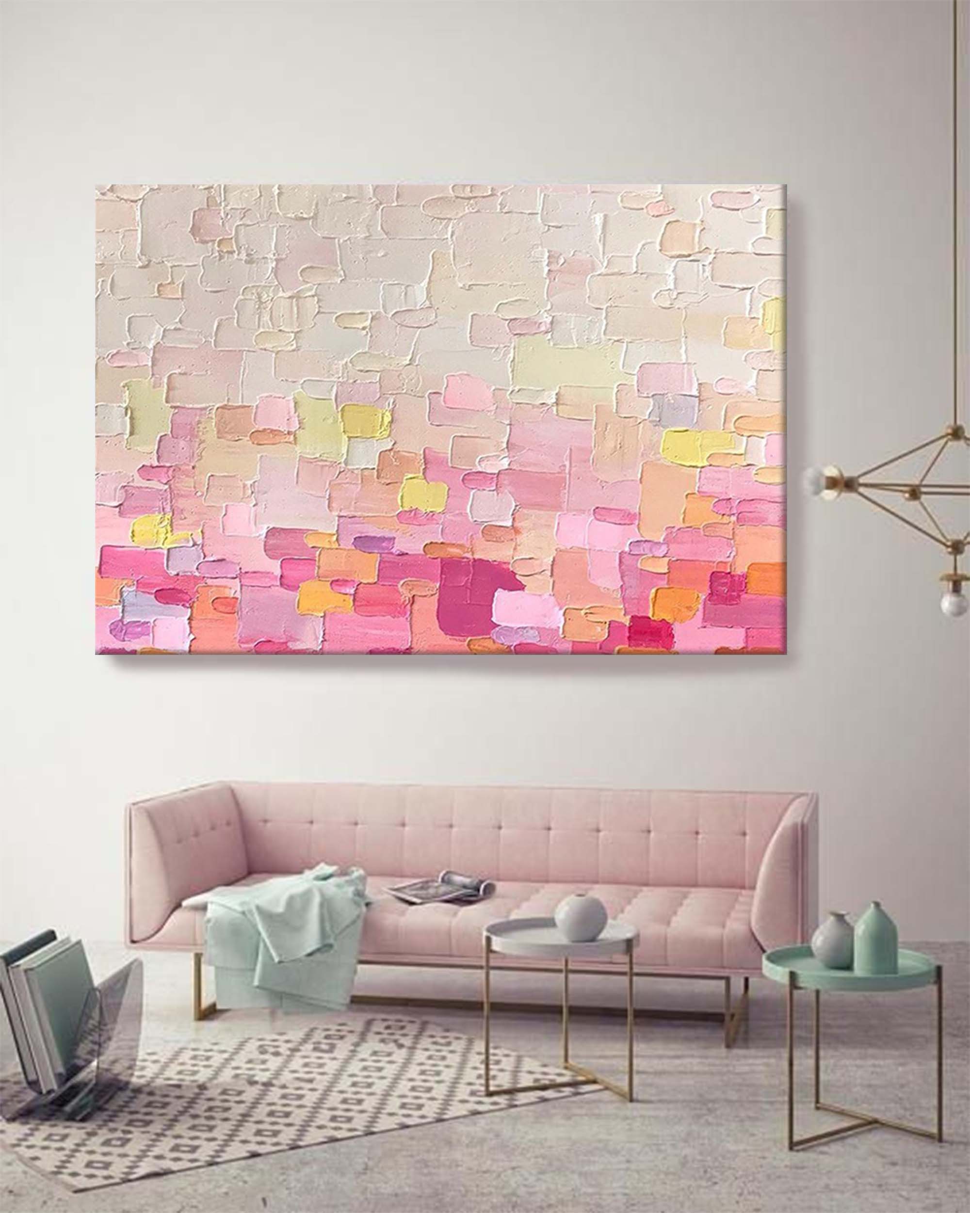 Soft Pastel Color Block Textured Canvas Art