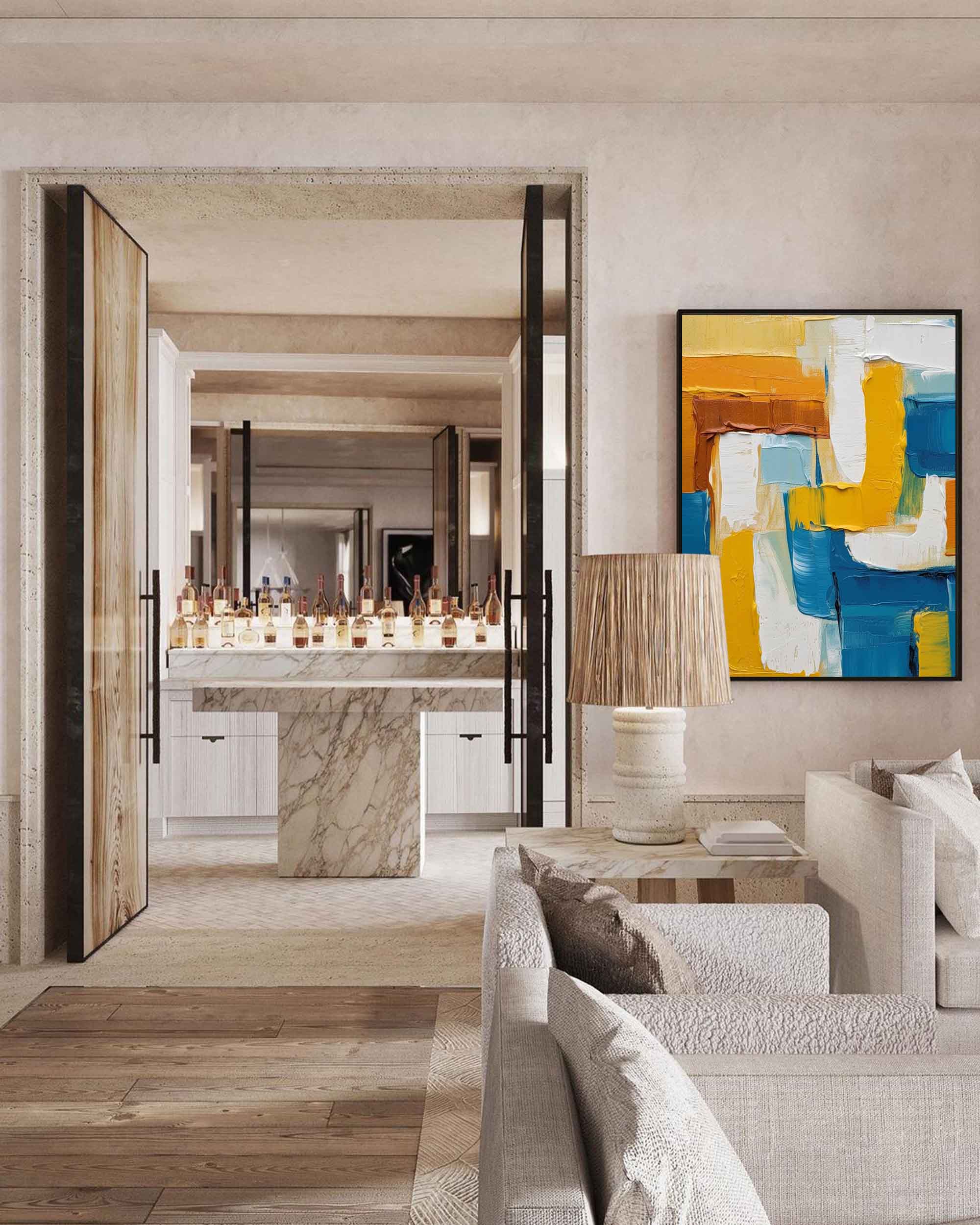 Layered Harmony in Blue and Gold