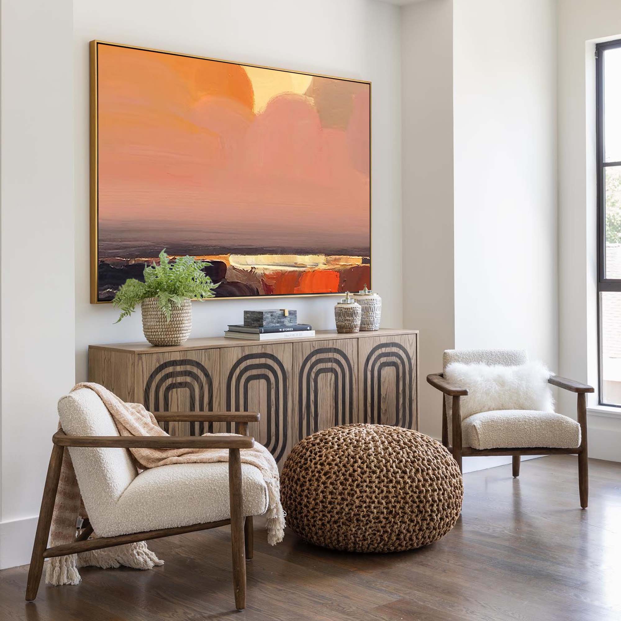 Serene Sunset Abstract Oil Art