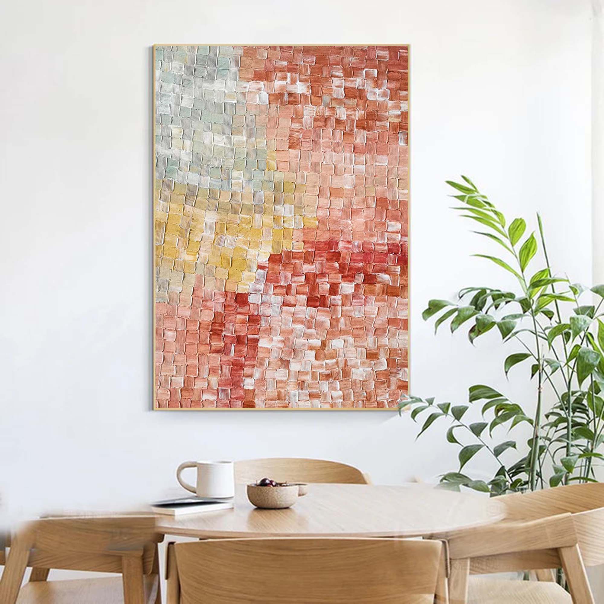 Earthy Tones Textured Abstract Mosaic Canvas Art