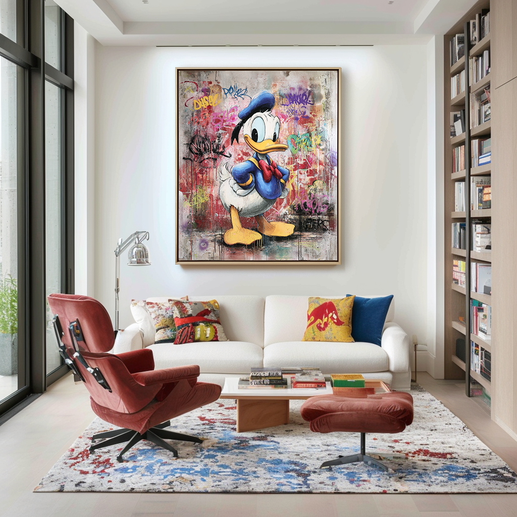 Graffiti Commander – Colorful Cartoon Duck Wall Art Pop Street Canvas Painting