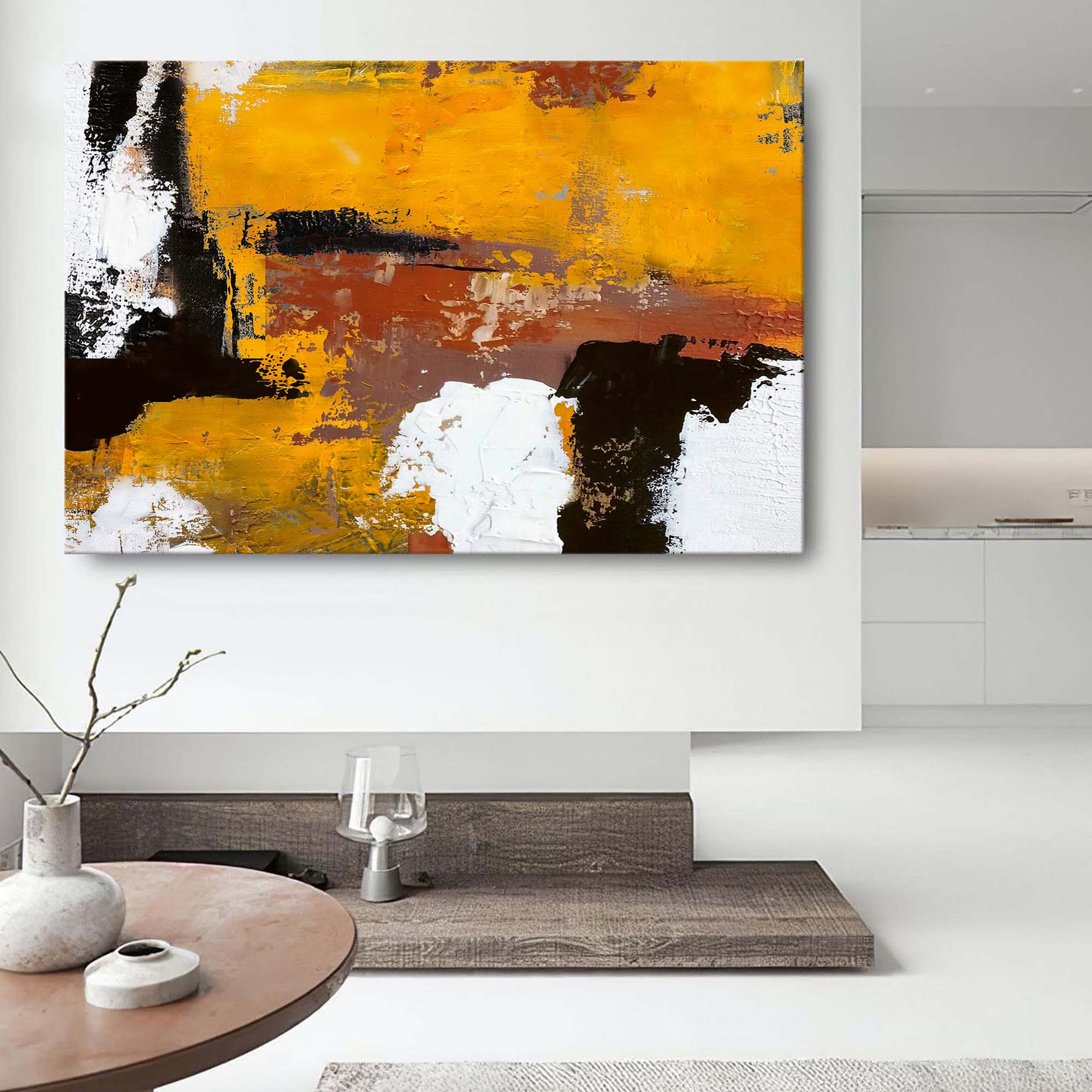 Golden Hues Abstract Wall Art
