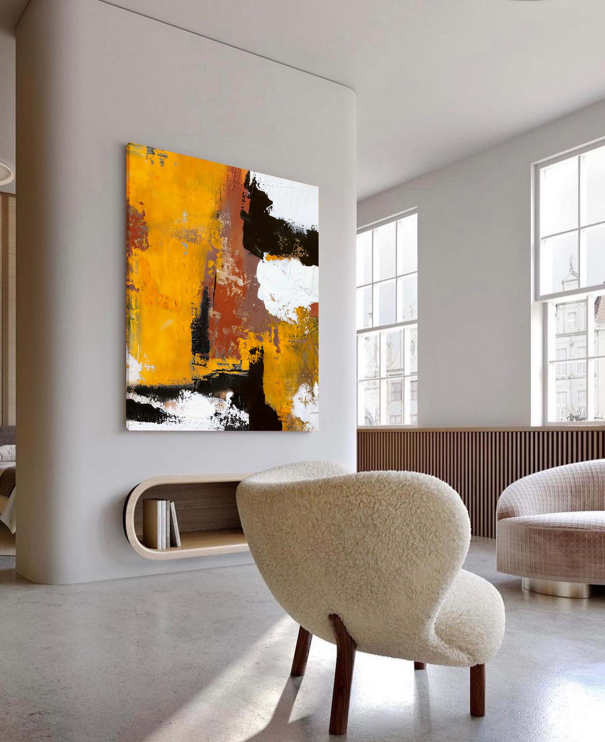 Textured Amber Abstract Wall Art
