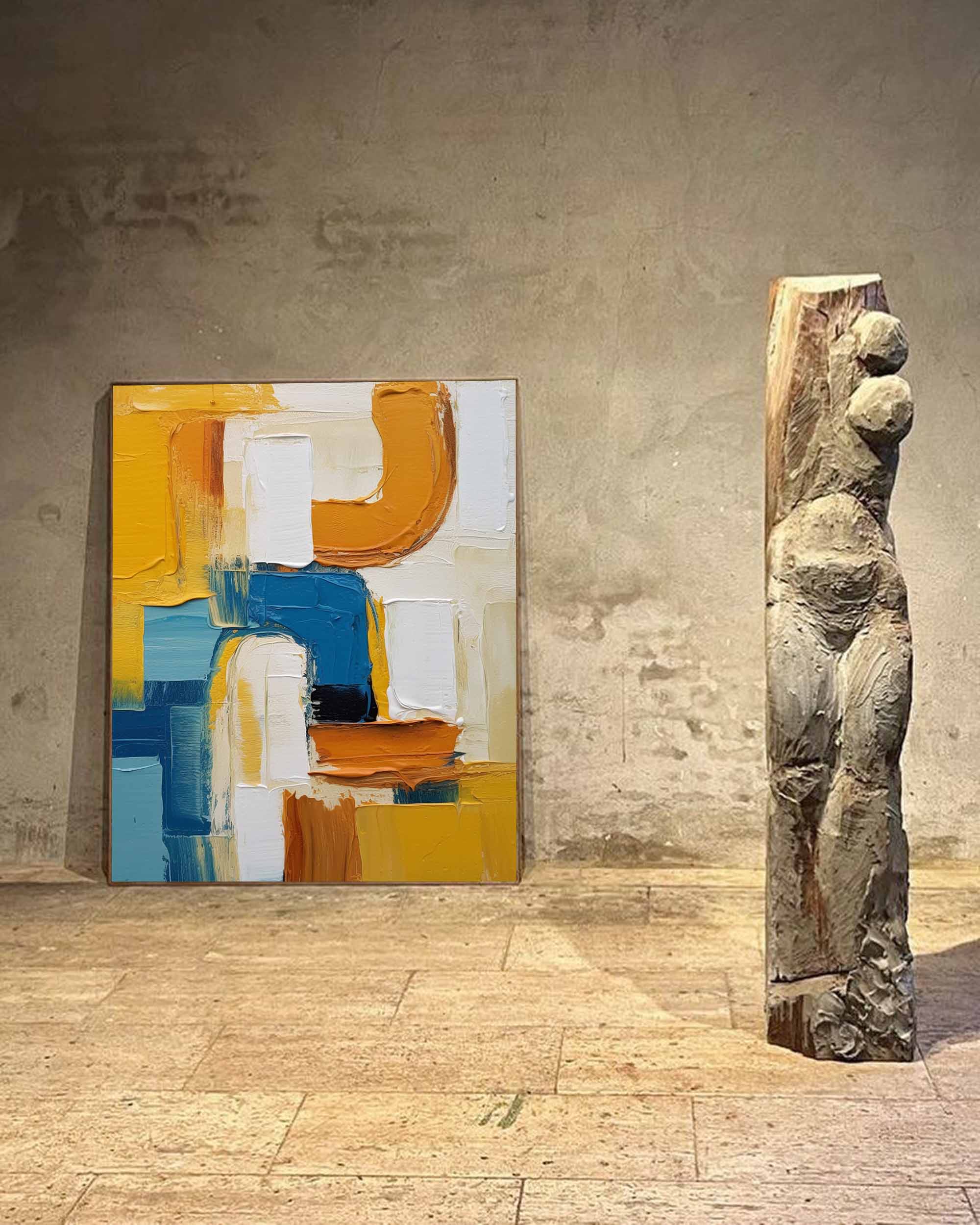 Curved Paths in Blue and Amber