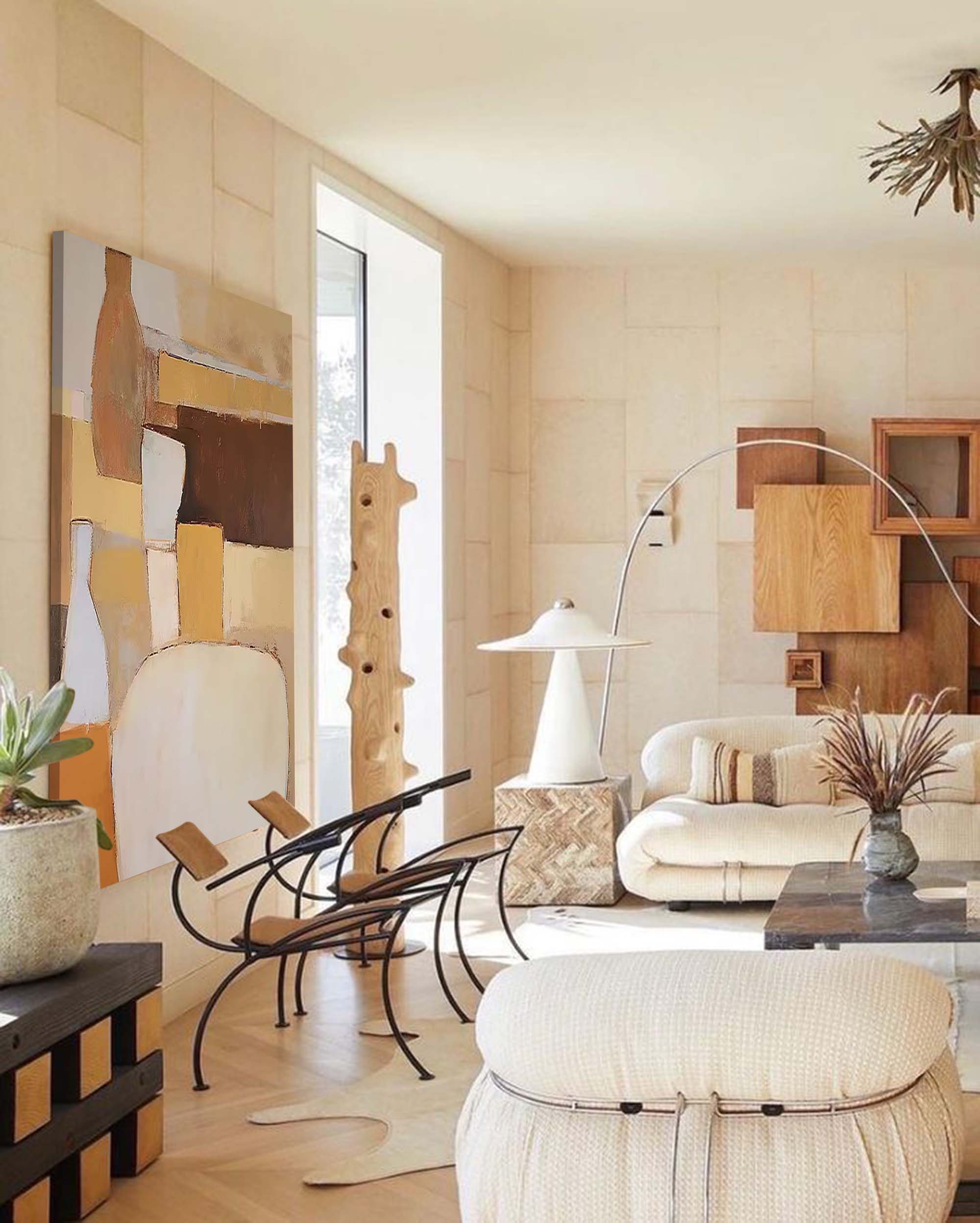 Minimalist Neutral Tones Abstract Oil Painting