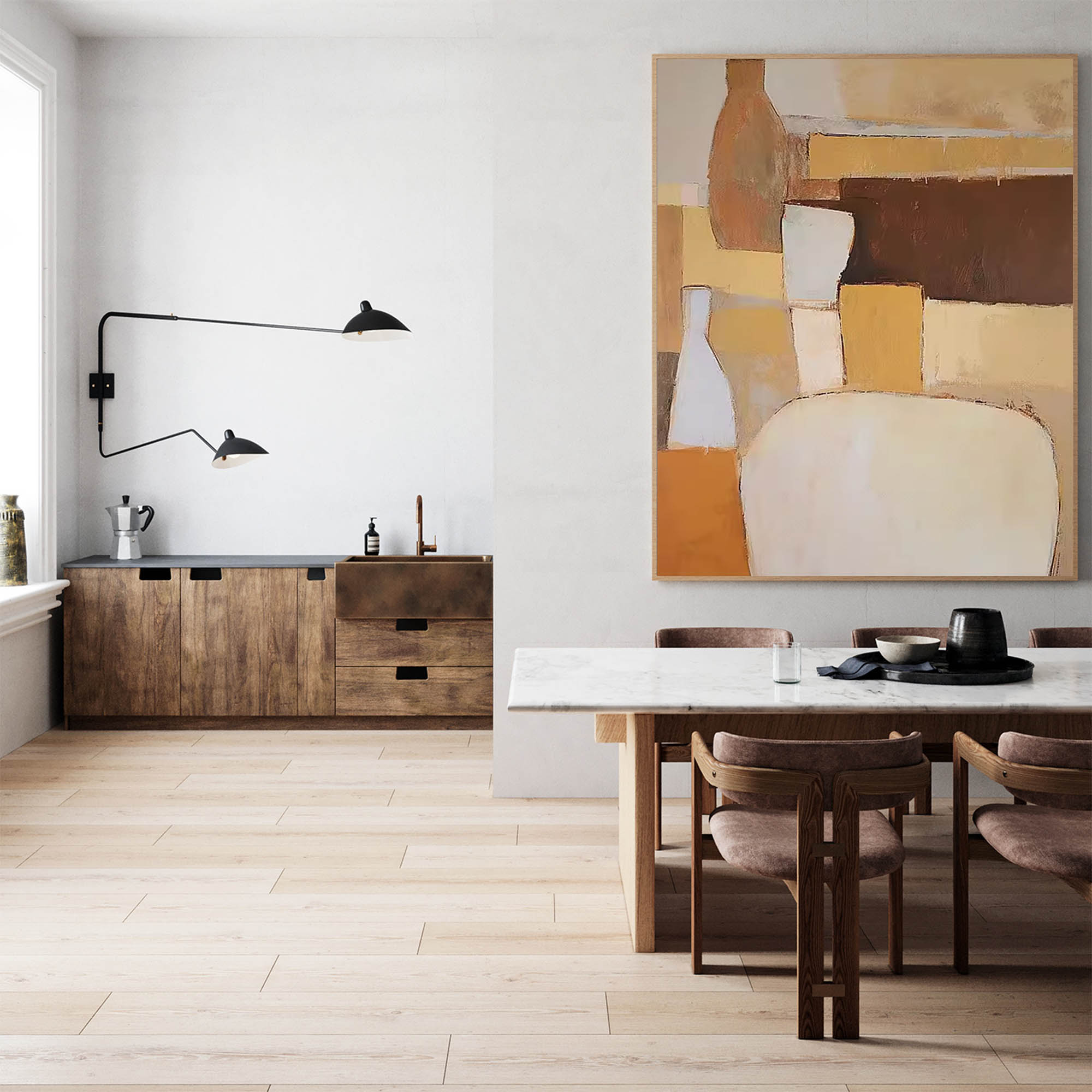 Minimalist Neutral Tones Abstract Oil Painting