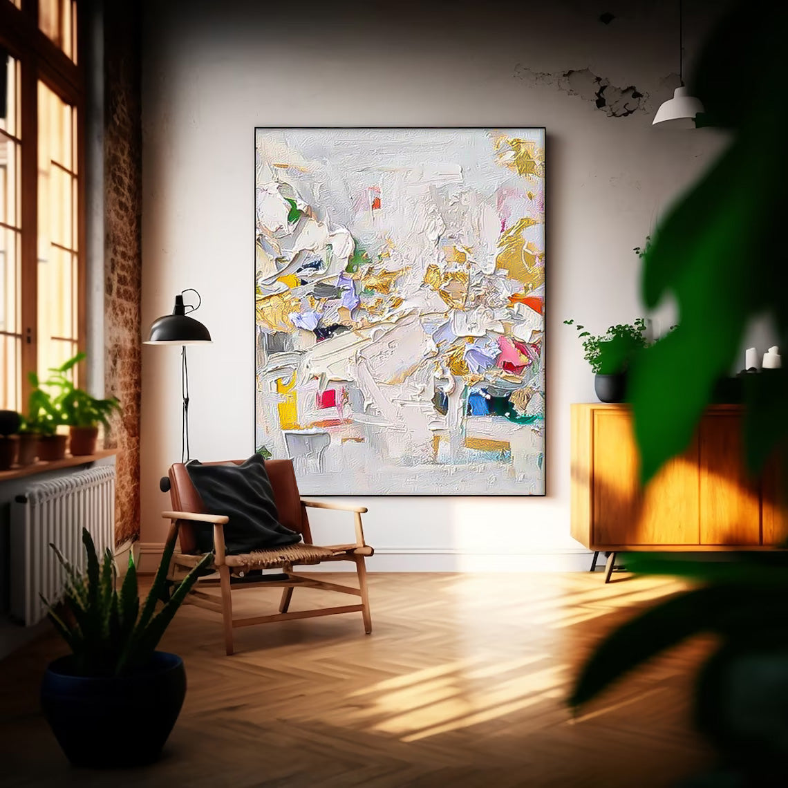 Elegant Textured Floral Abstract Canvas Art