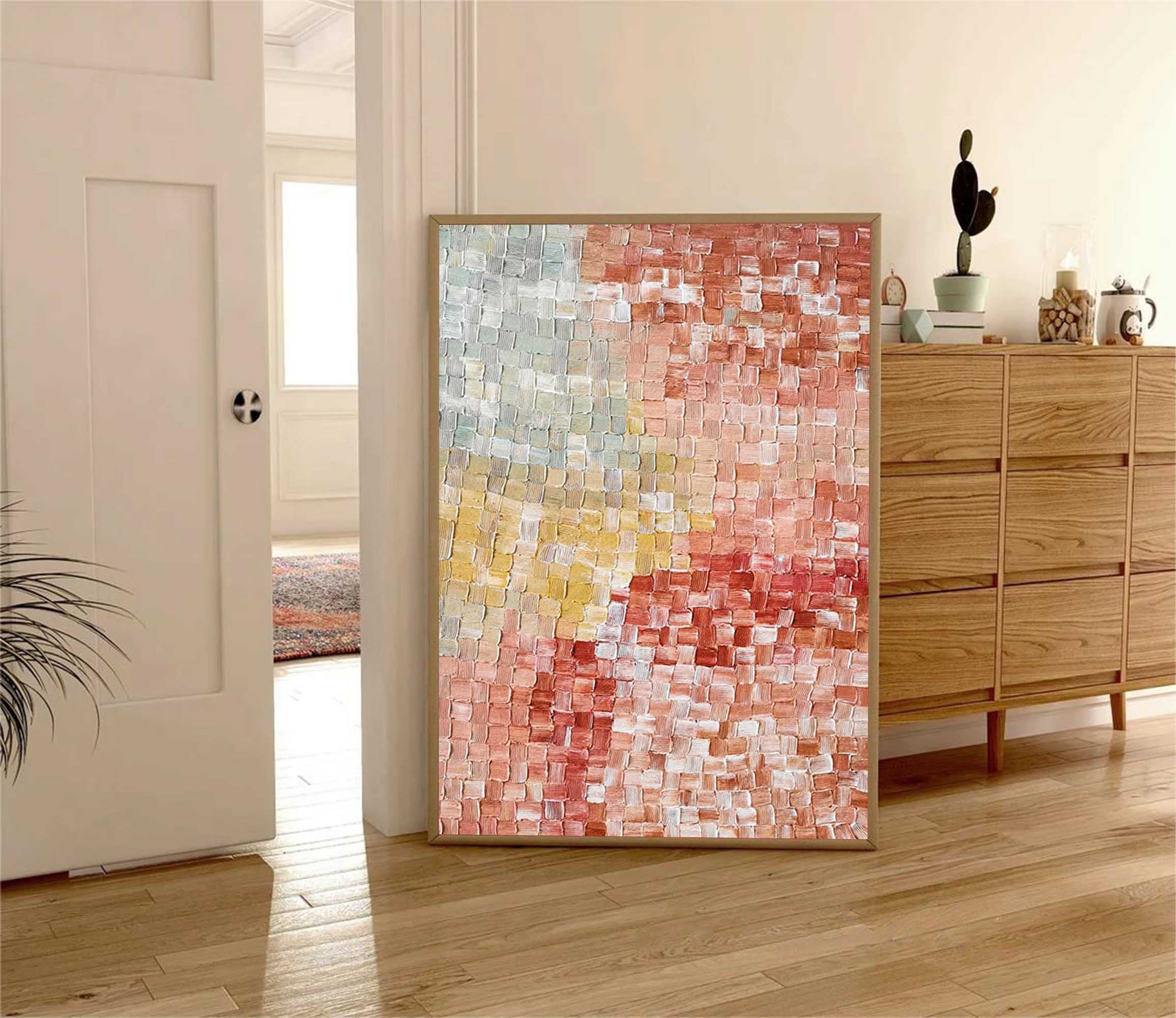 Earthy Tones Textured Abstract Mosaic Canvas Art