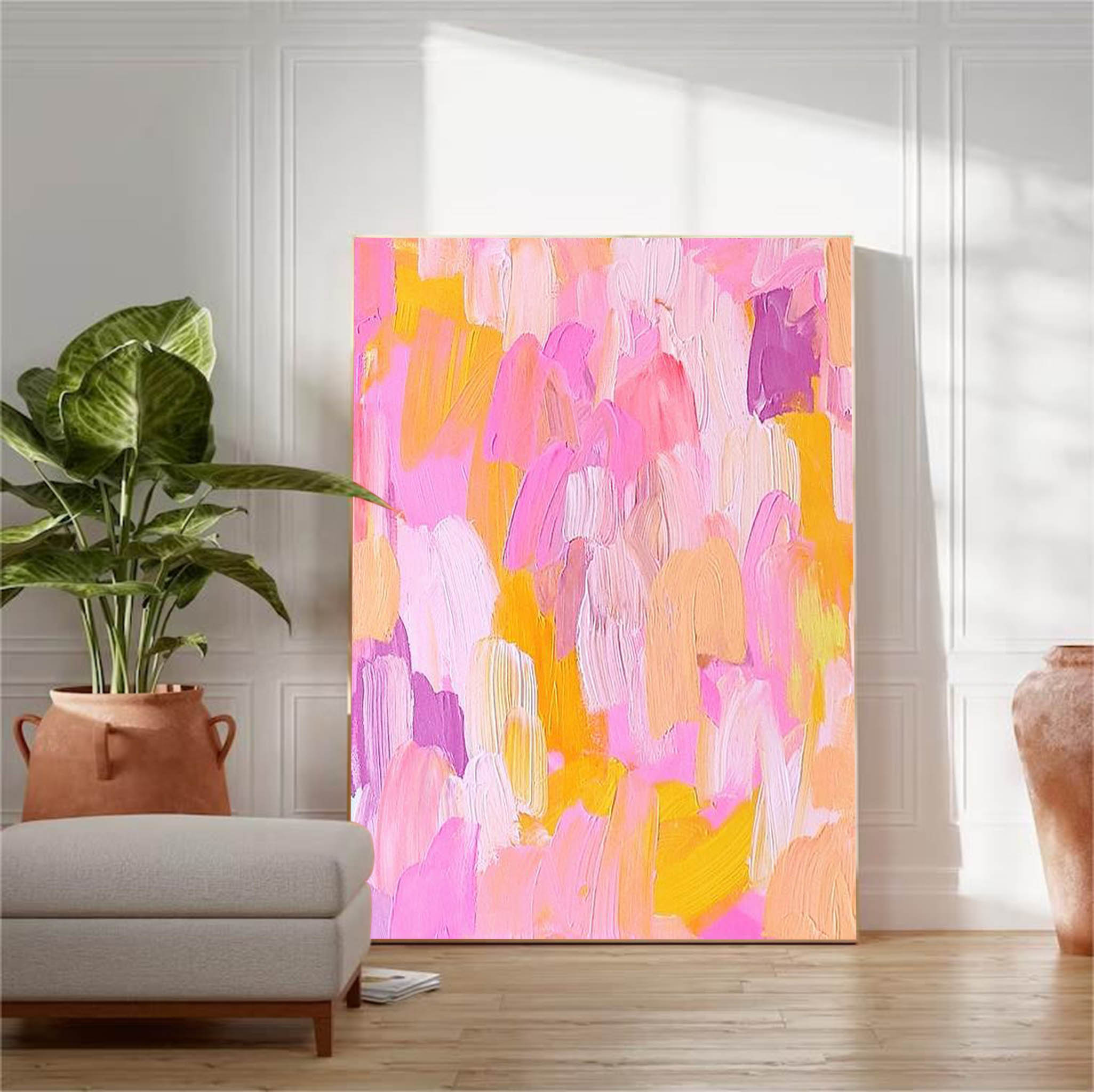 Blush Harmony Textured Abstract Art