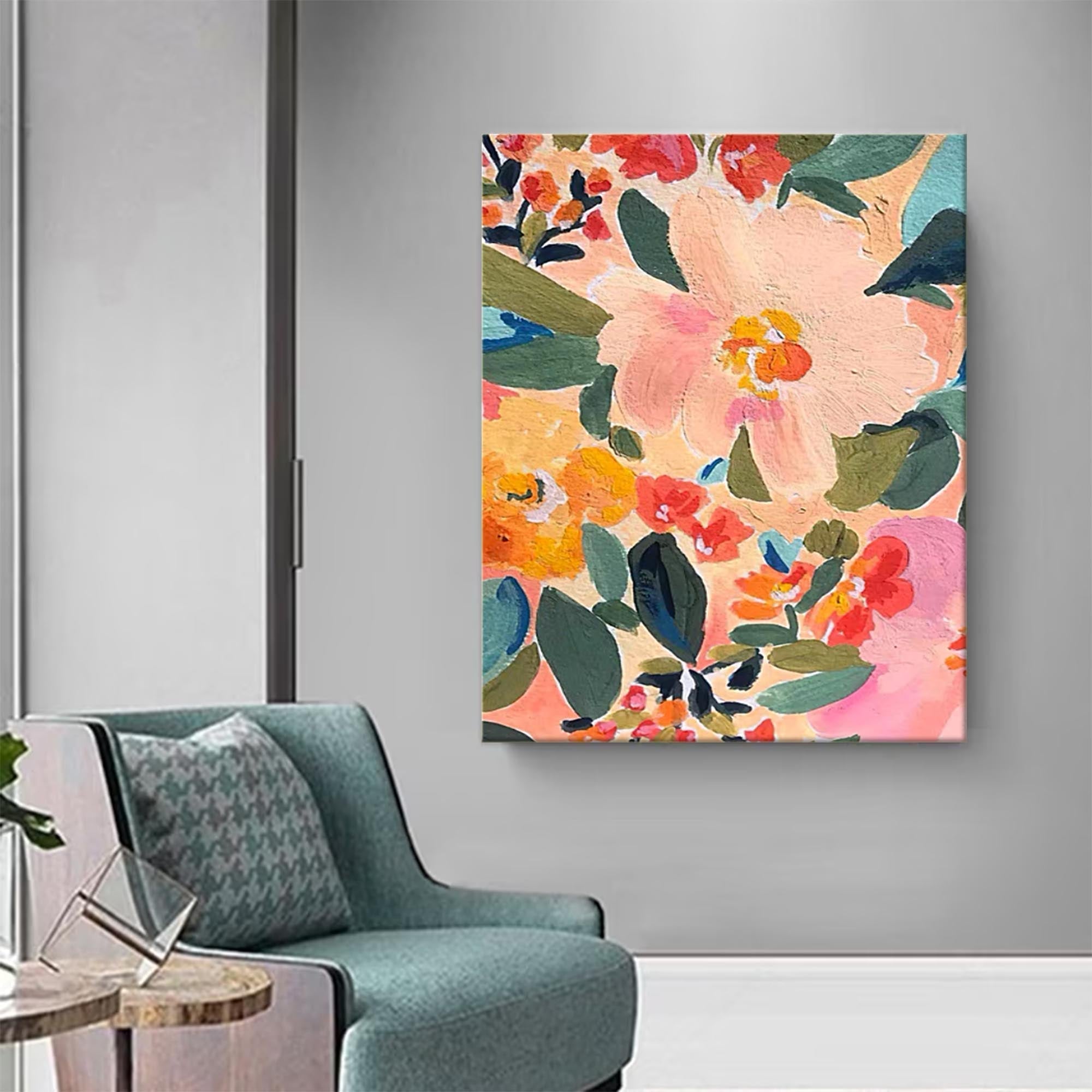 Vibrant Floral Abstract Canvas Art