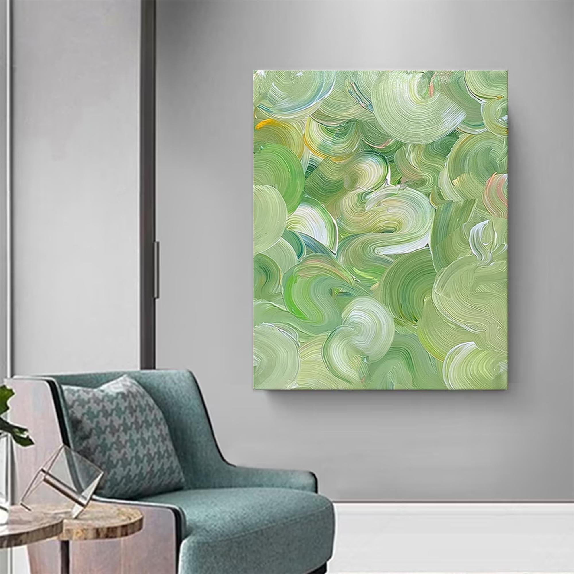 Swirling Green Abstract Canvas Art