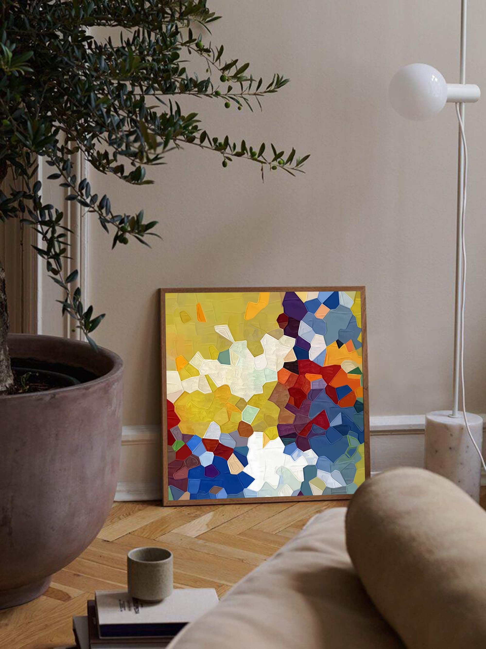 Vibrant Mosaic Textured Abstract Art