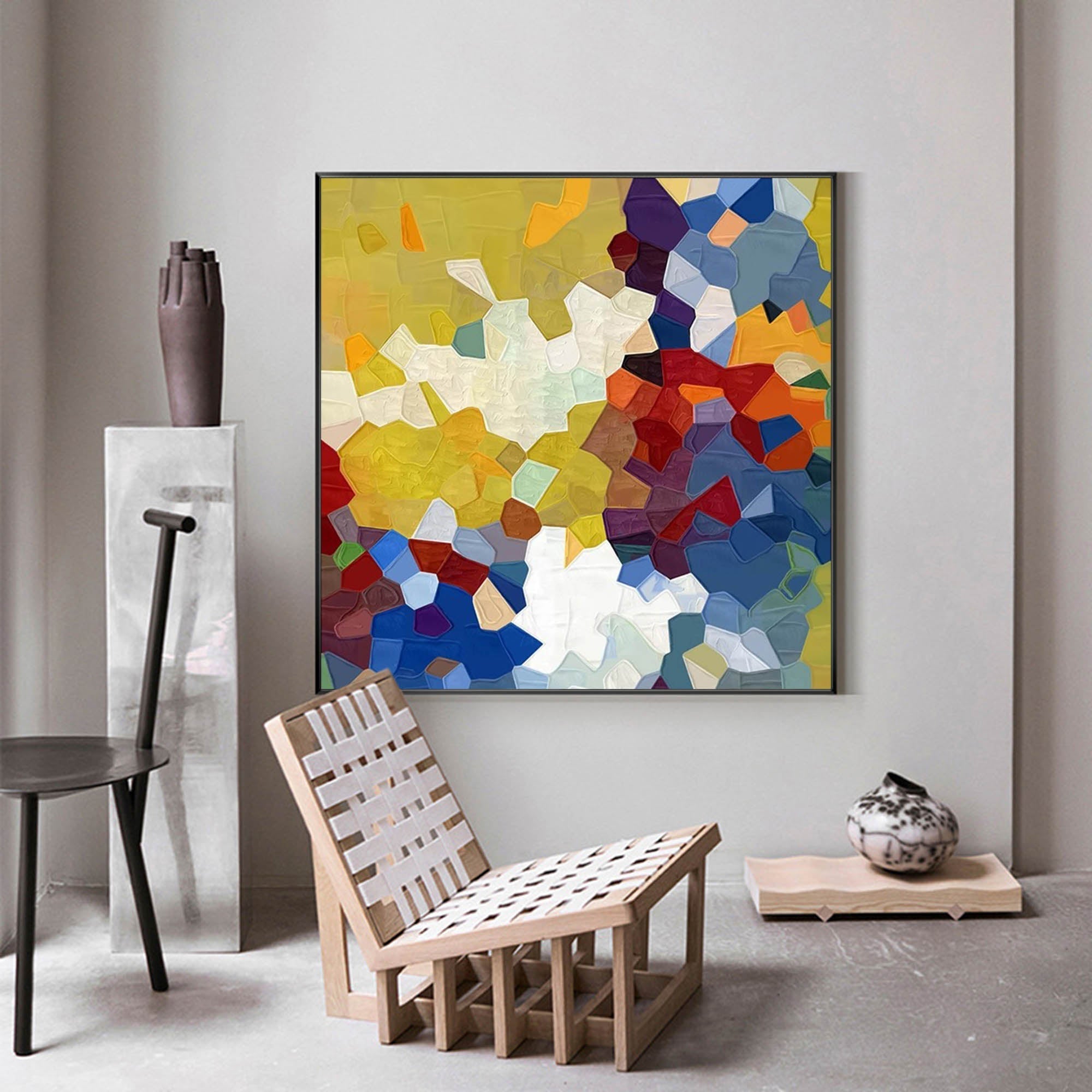 Vibrant Mosaic Textured Abstract Art