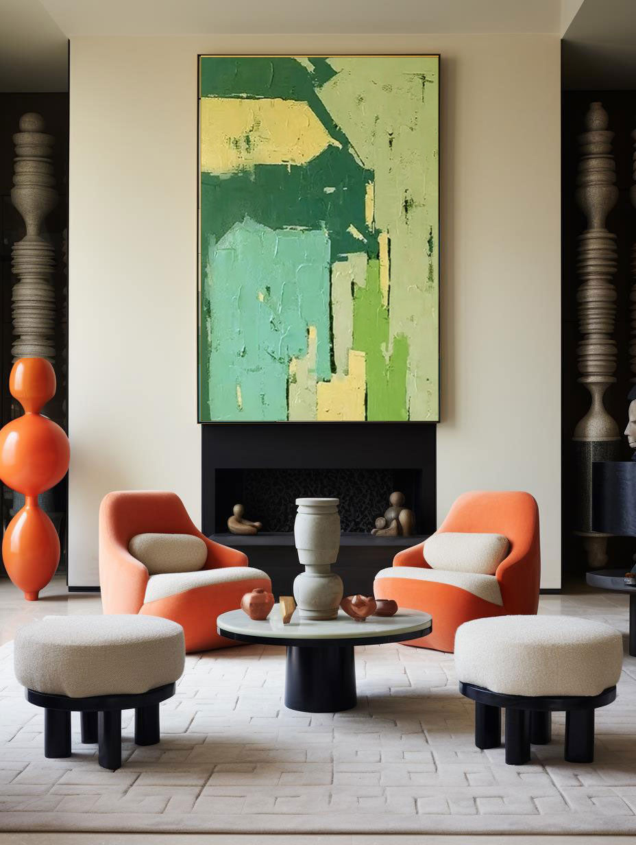 Green Toned Abstract Textured Art