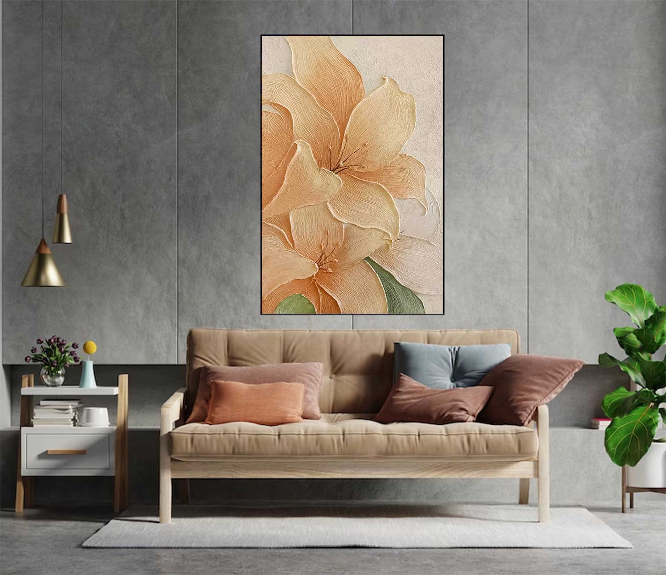 Textured Lily Floral Canvas Art