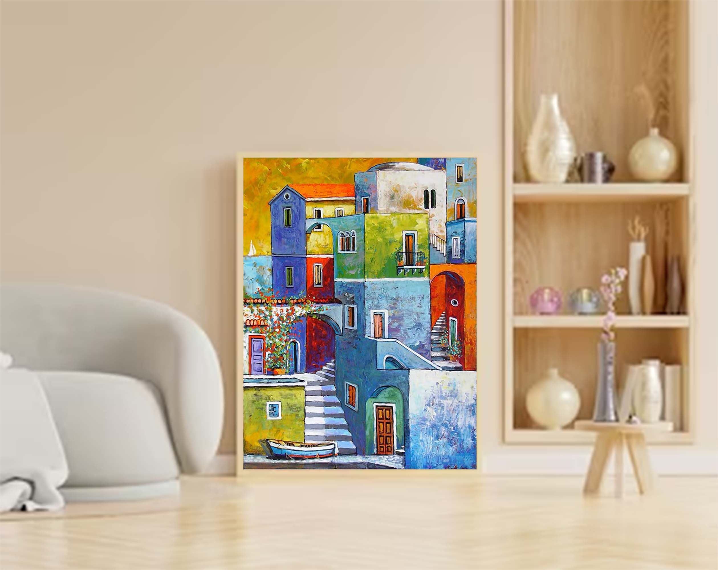Colorful Mediterranean Townscape Art