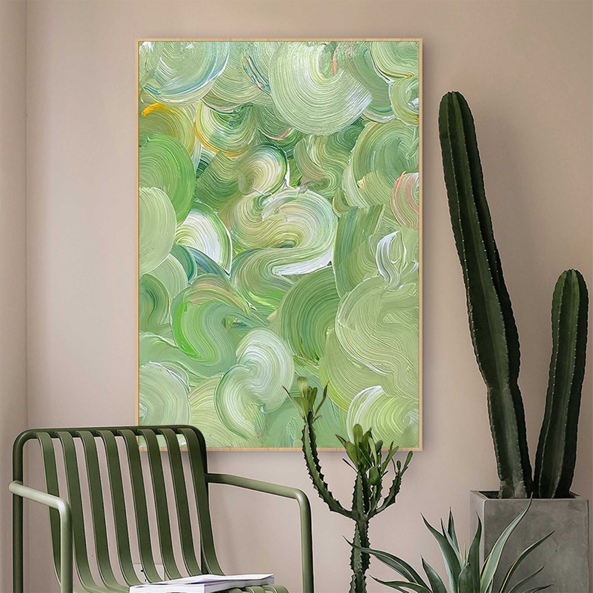 Swirling Green Abstract Canvas Art