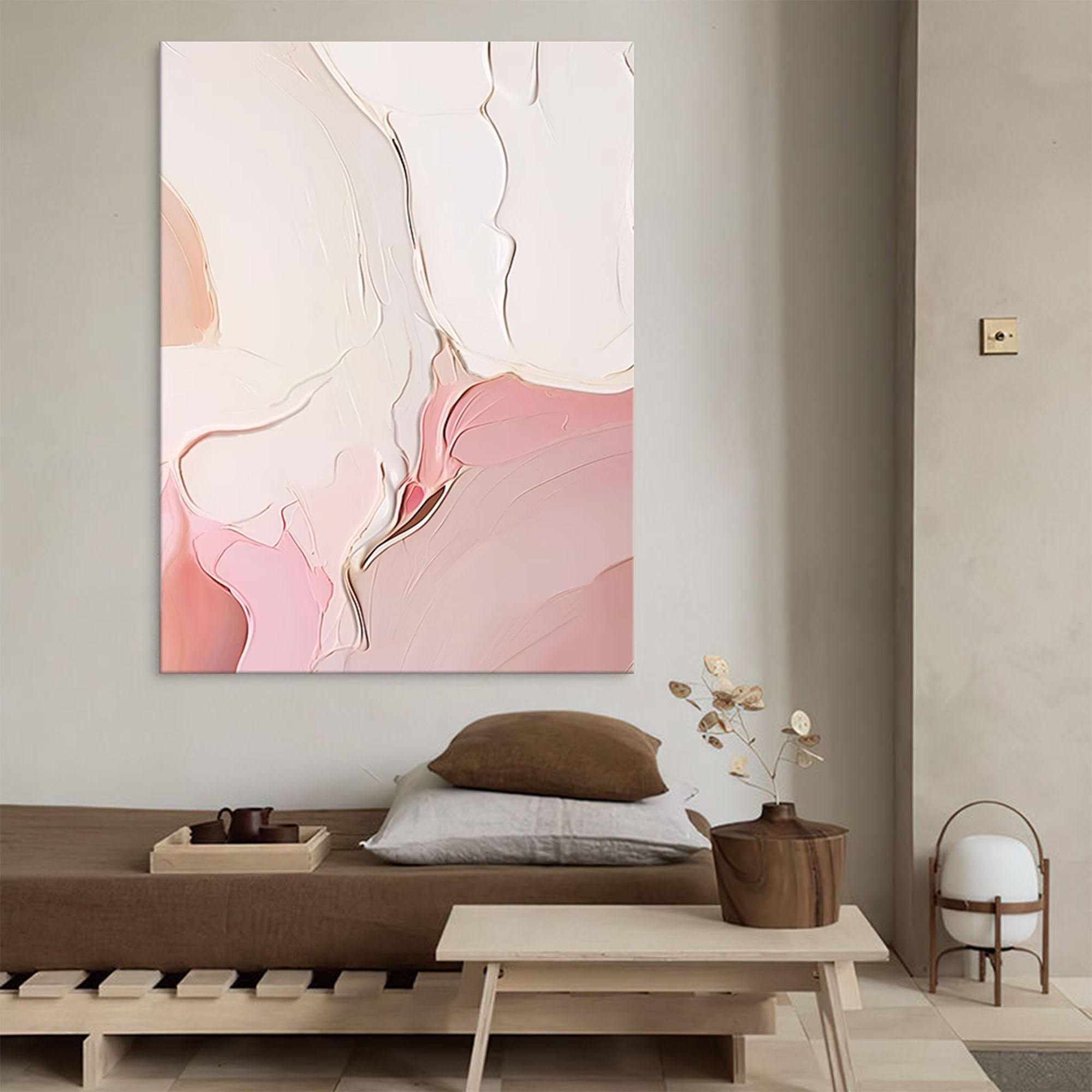 Soft Blush Textured Minimalist Art