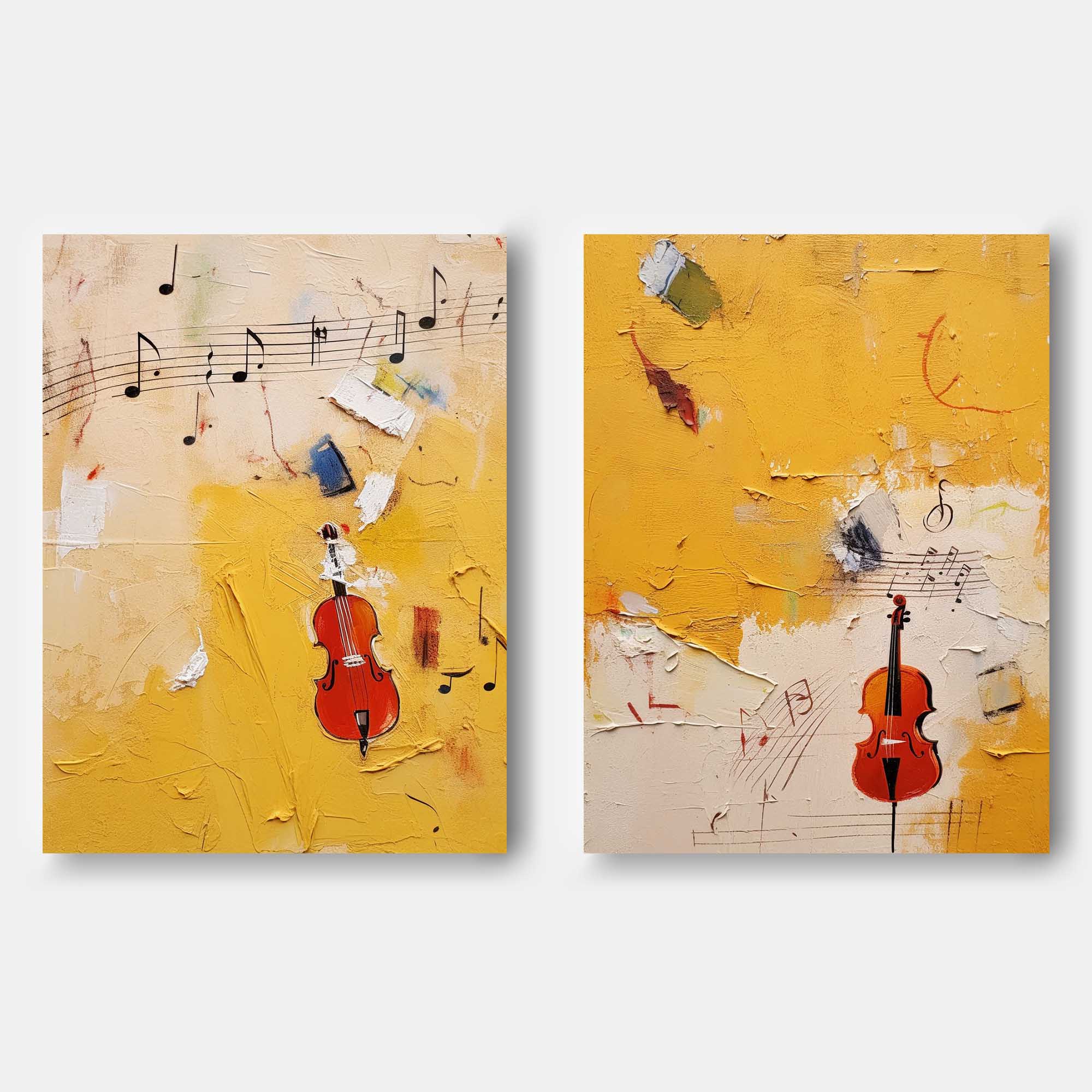 Musical Abstract Violin Art Duo