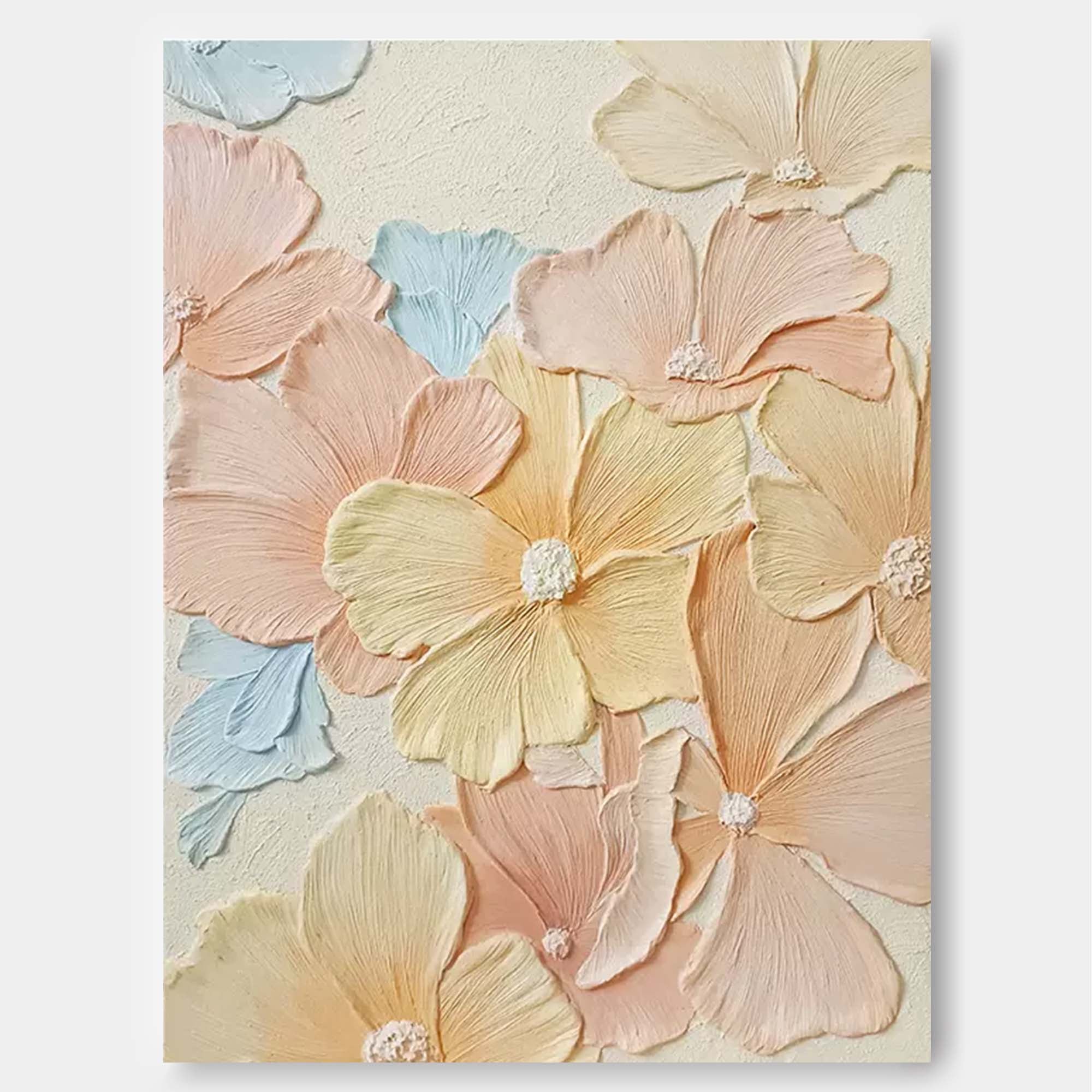 Pastel Floral Textured Canvas Art