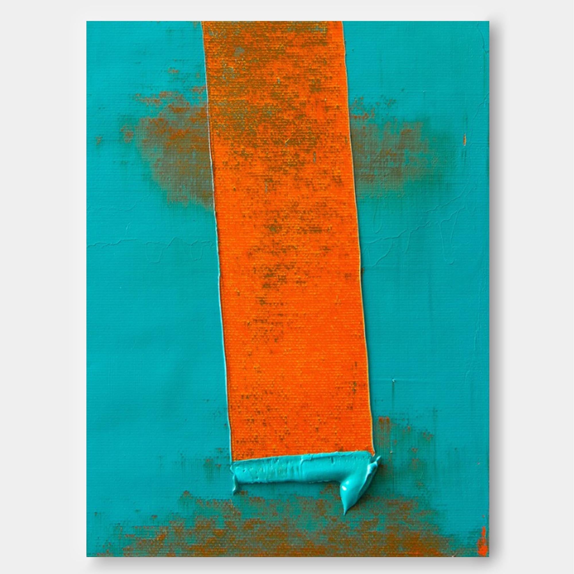 Bold Orange on Teal Canvas