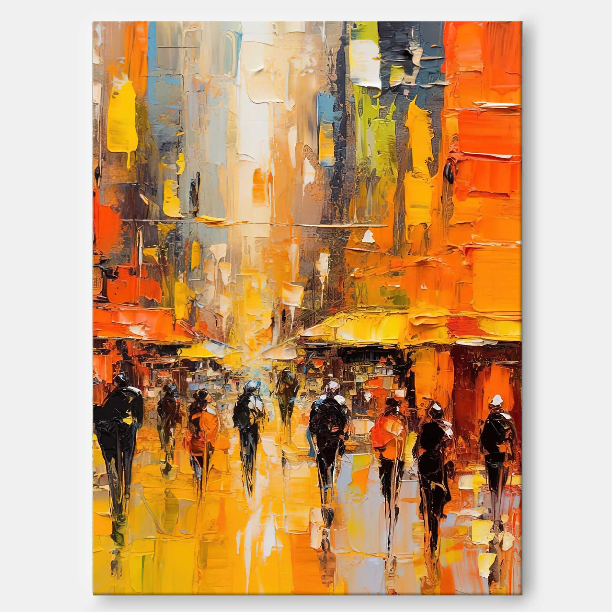 Golden Hour Cityscape Oil Painting