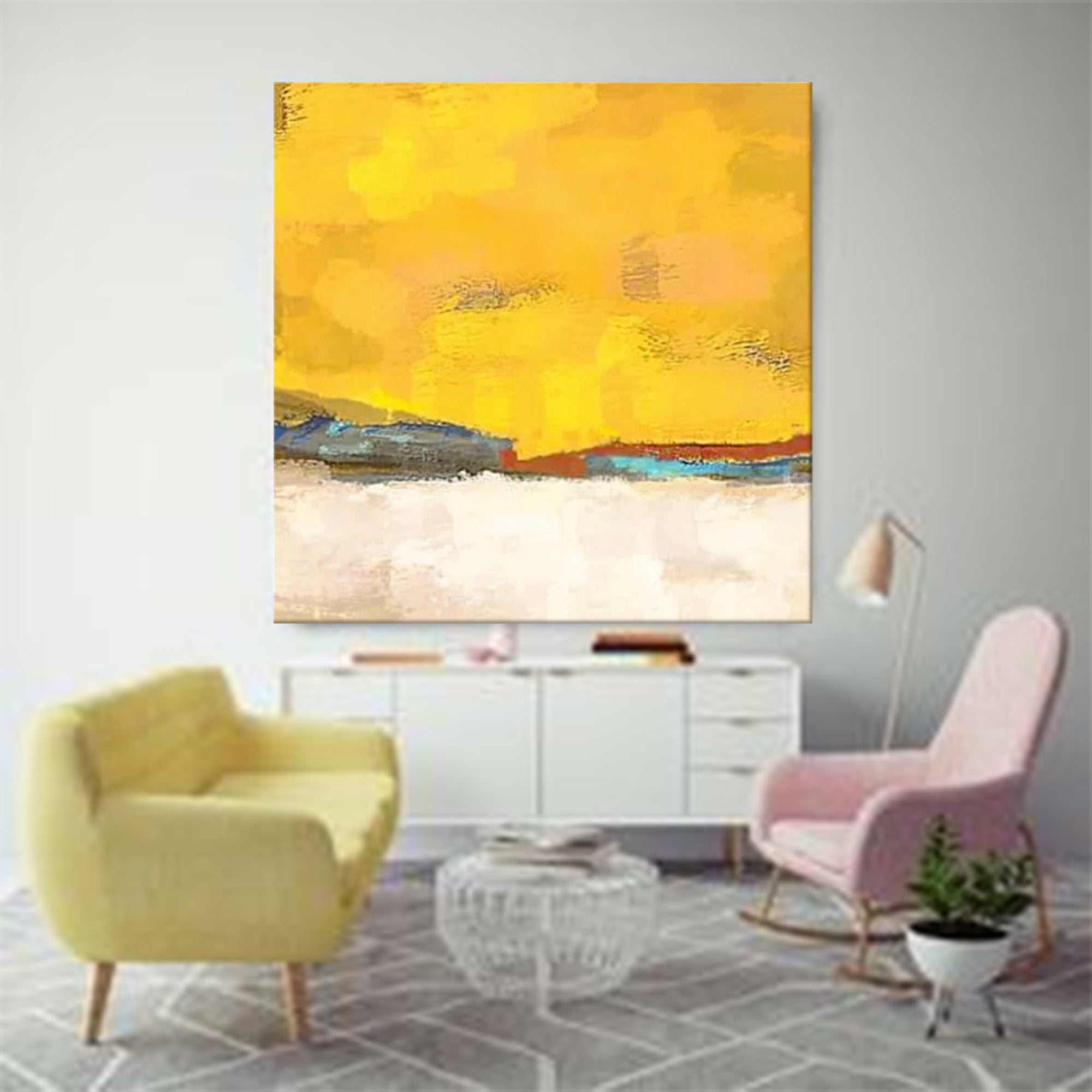 Golden Horizon: Abstract Sunset Serenity