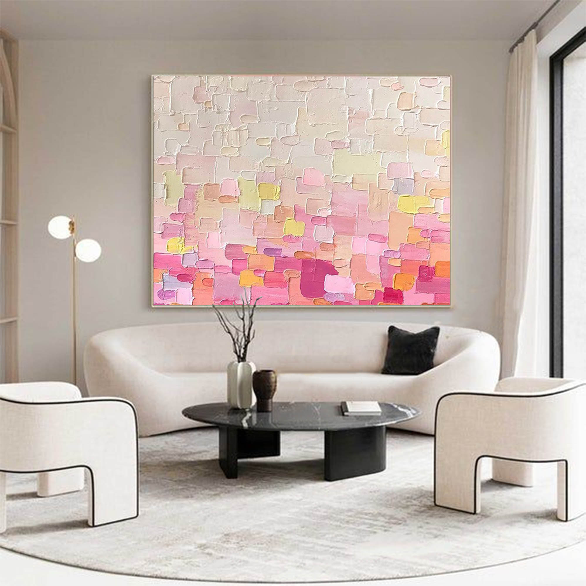 Soft Pastel Color Block Textured Canvas Art