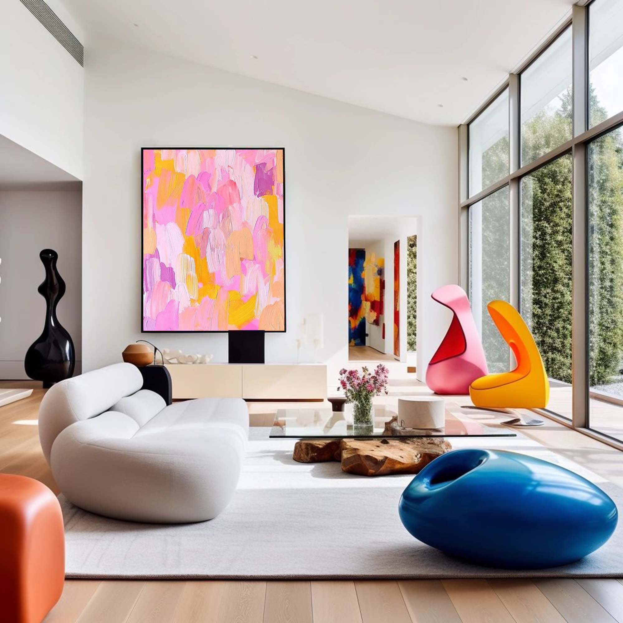 Blush Harmony Textured Abstract Art