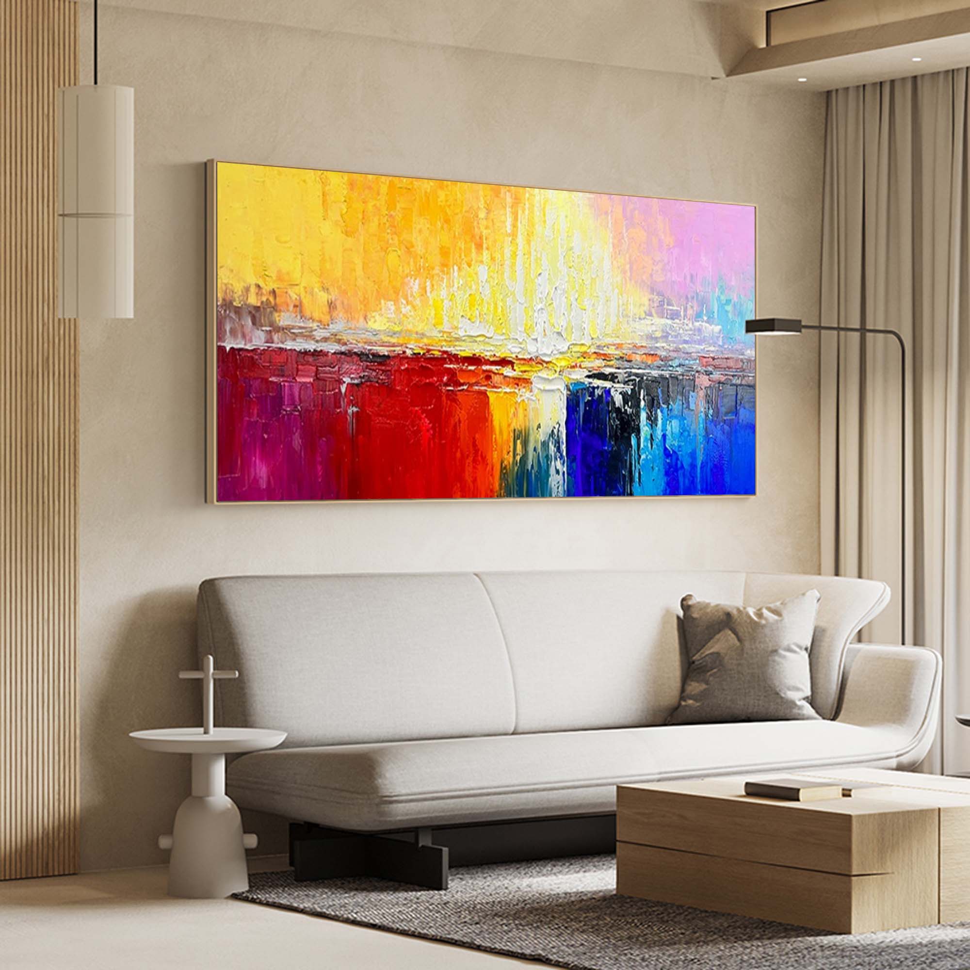 Vibrant Horizon Abstract Palette Knife Canvas Art