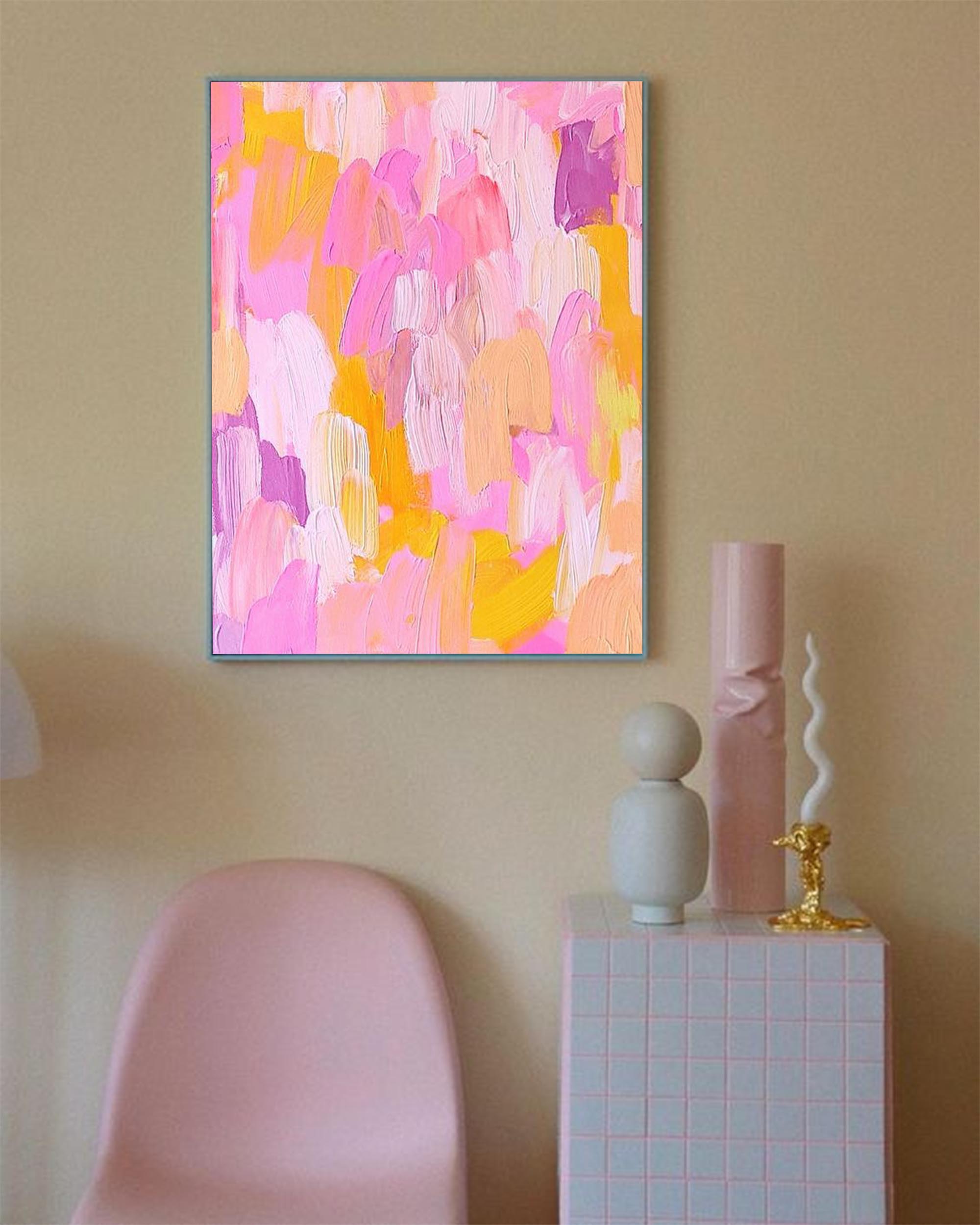 Blush Harmony Textured Abstract Art