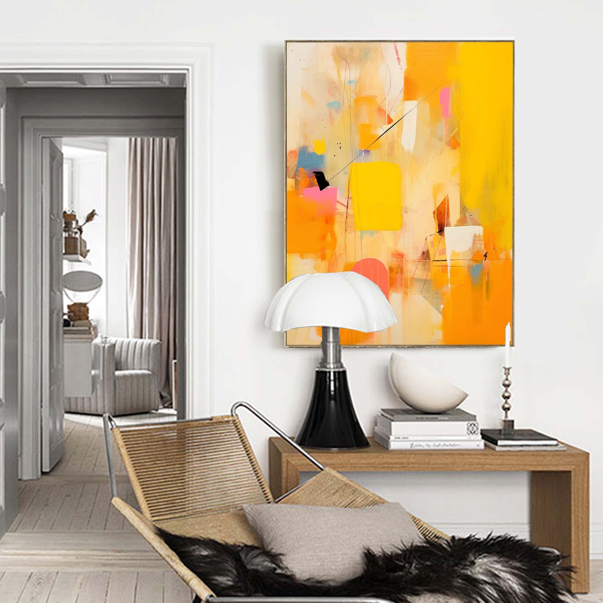 Golden Abstraction in Pink and Yellow