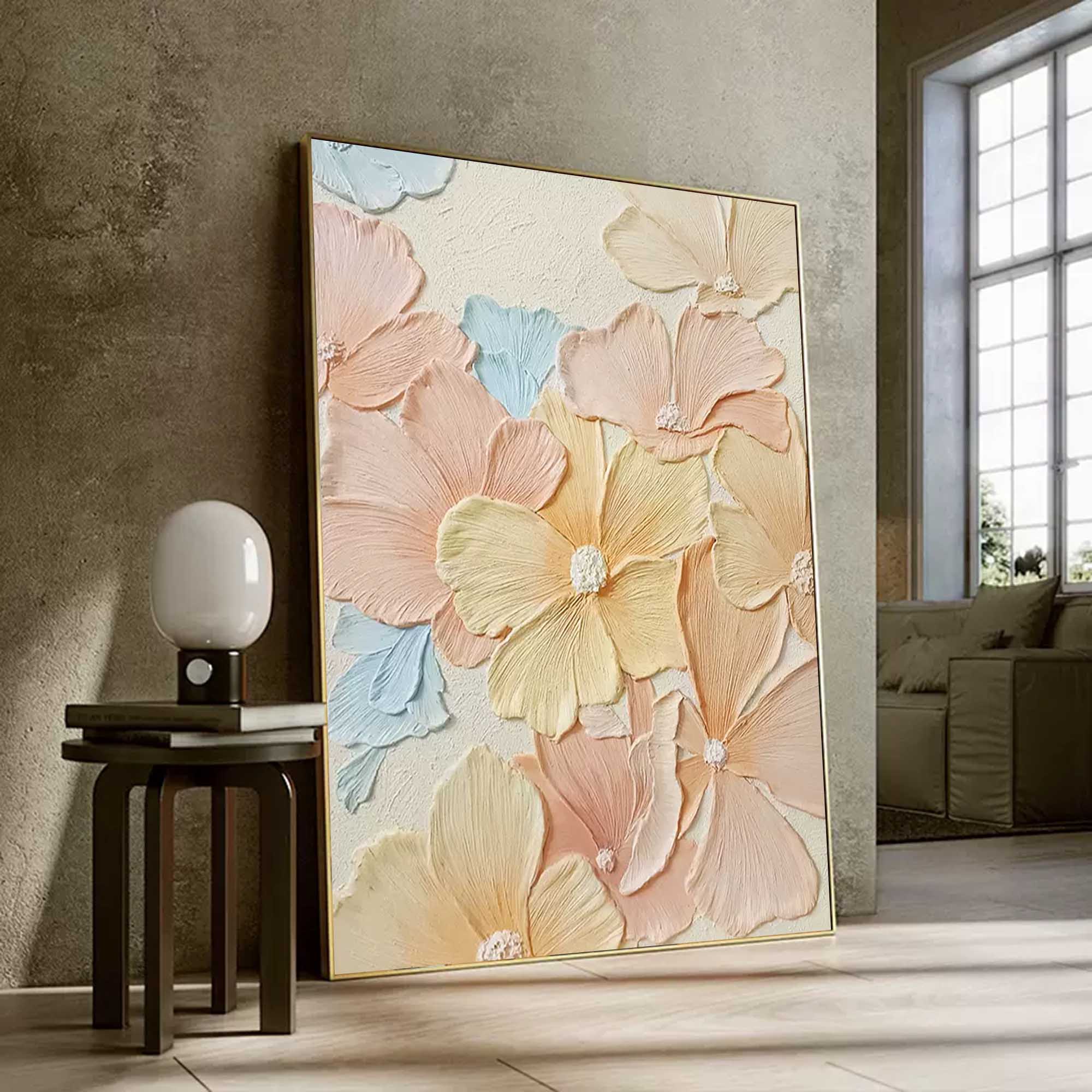 Pastel Floral Textured Canvas Art