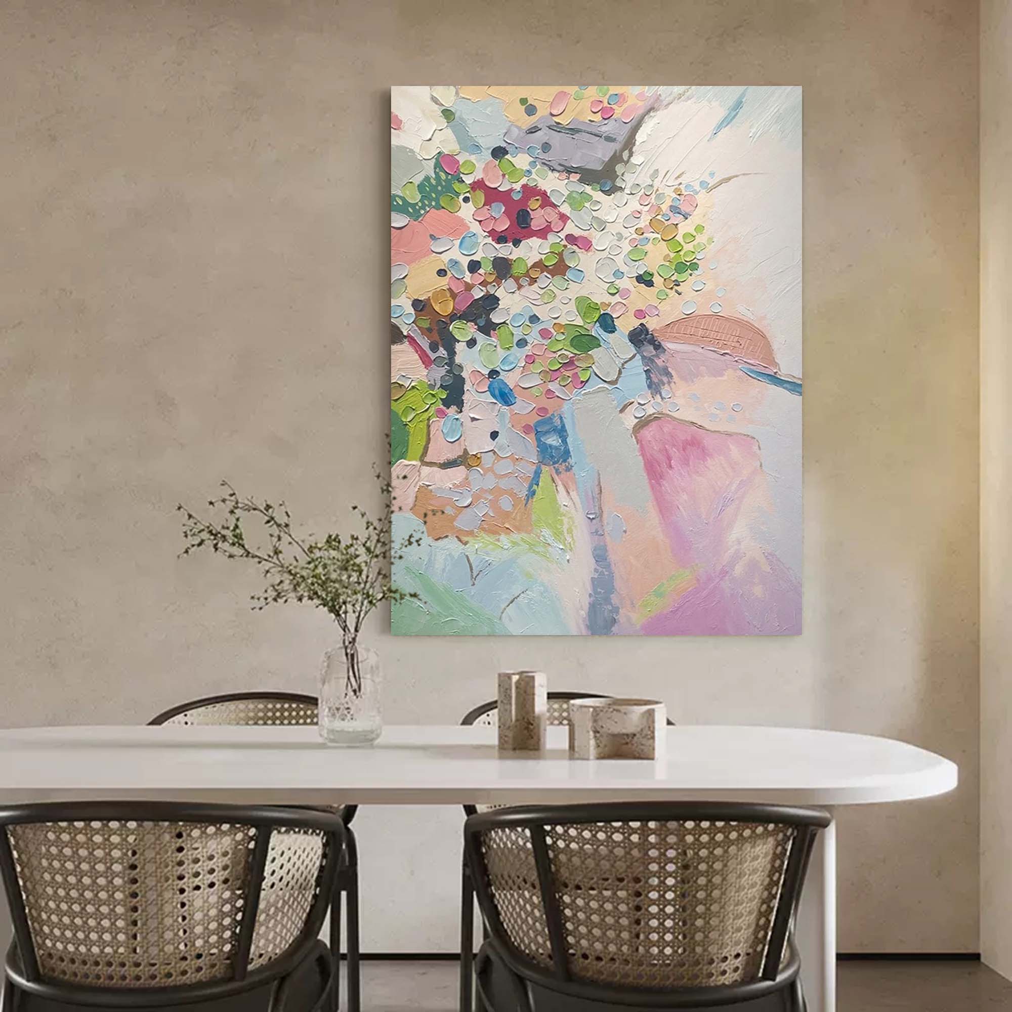 Pastel Dream Abstract Floral Textured Canvas Art