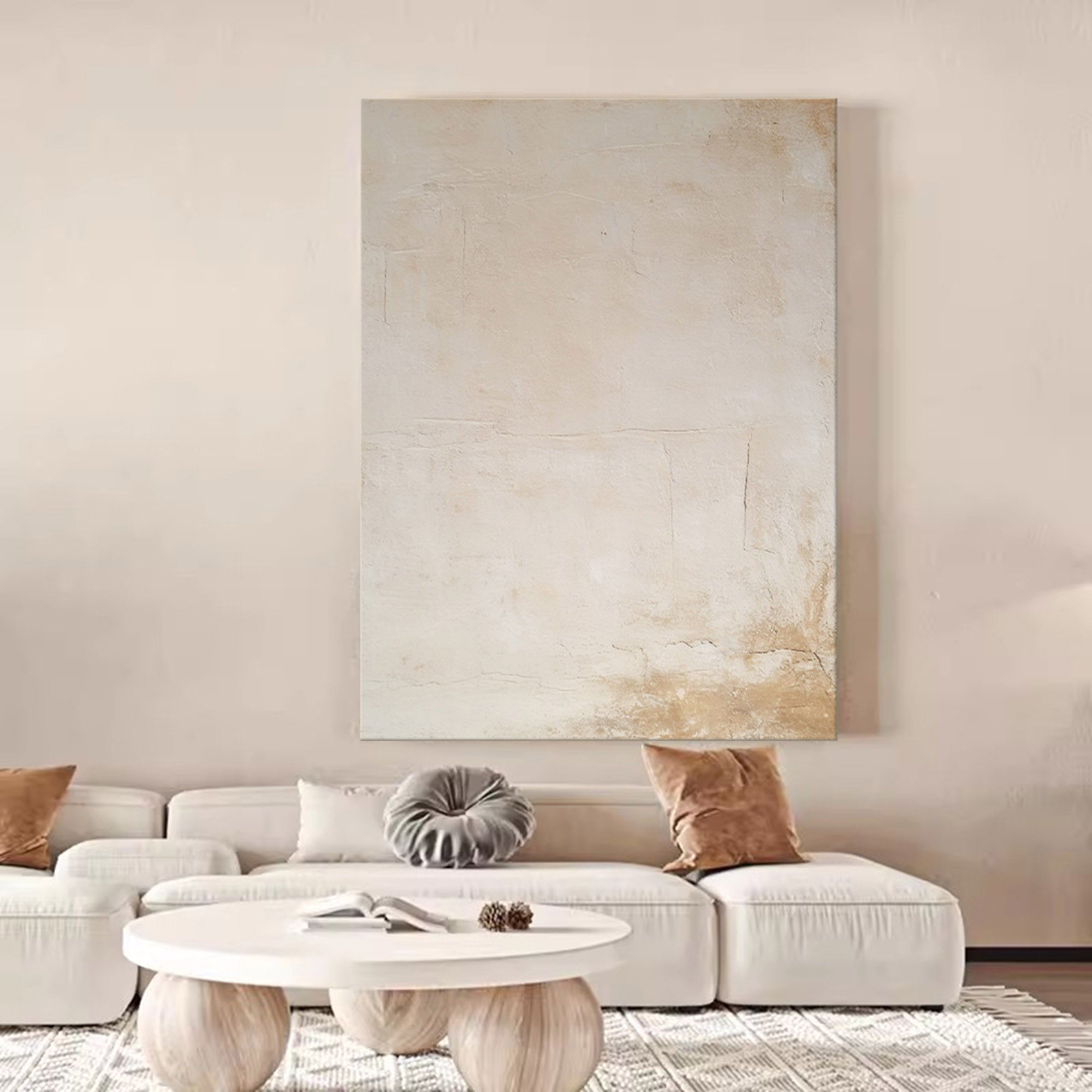 Subtle Beige Textured Abstract Art
