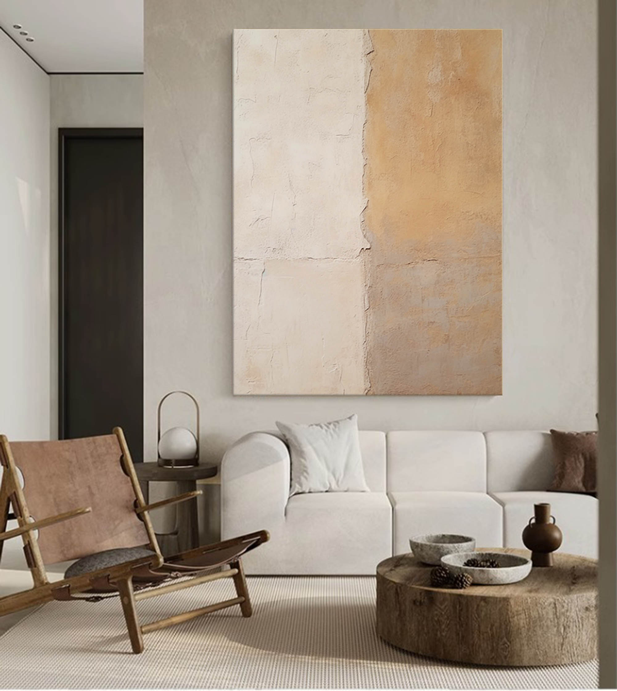 Neutral Tones Textured Abstract Art