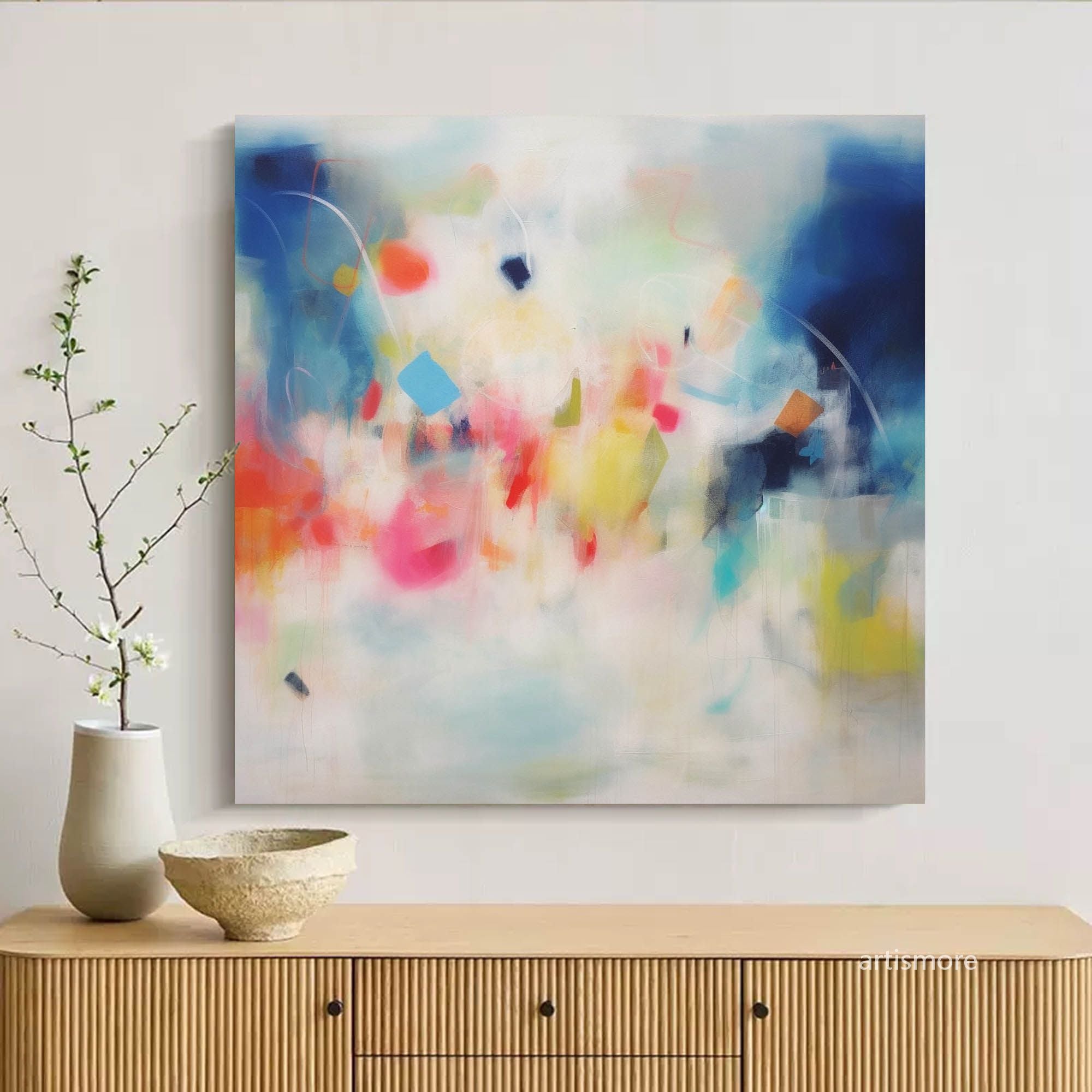 Soft Abstract Color Burst Canvas