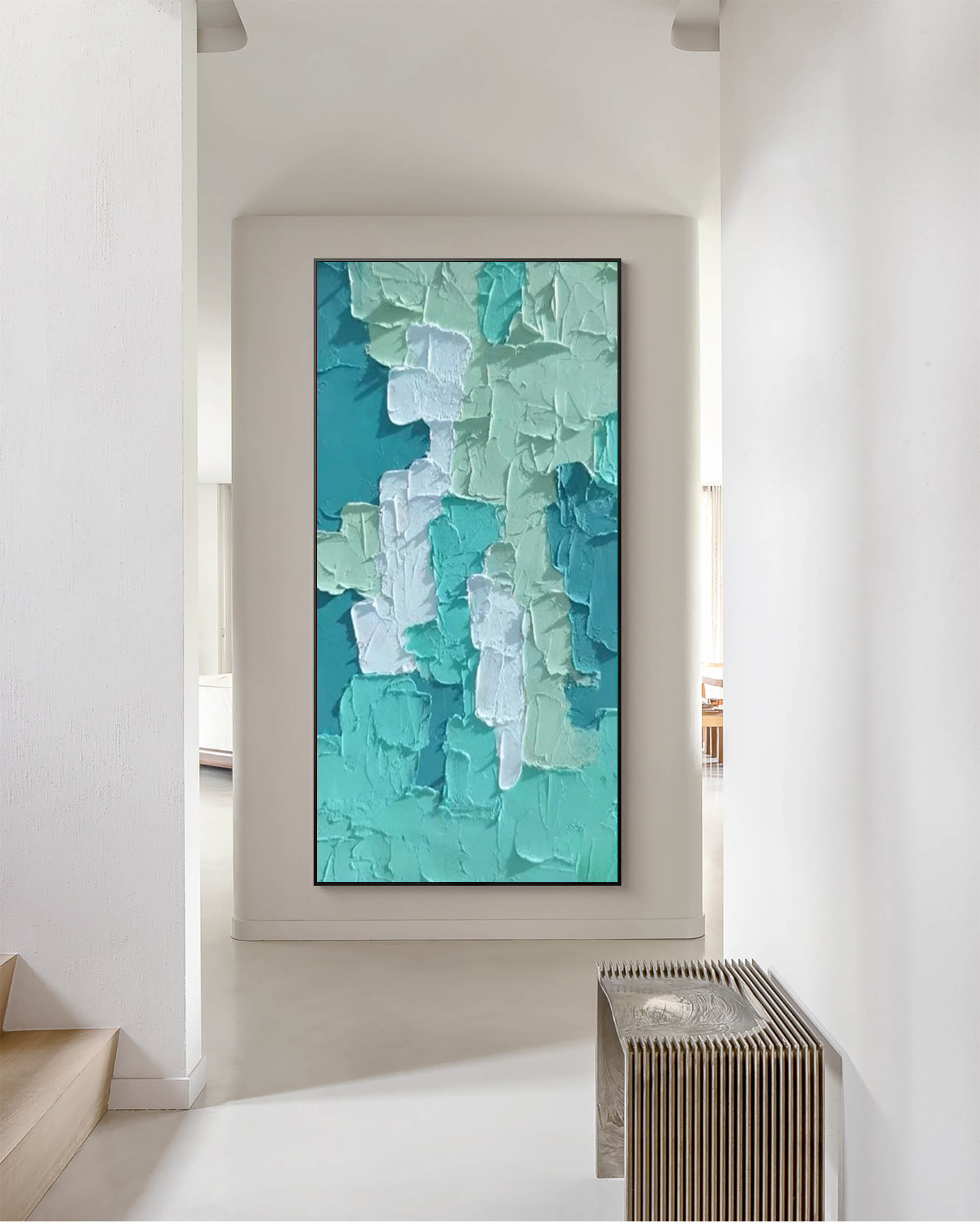 Textured Layers: Abstract Teal Dream