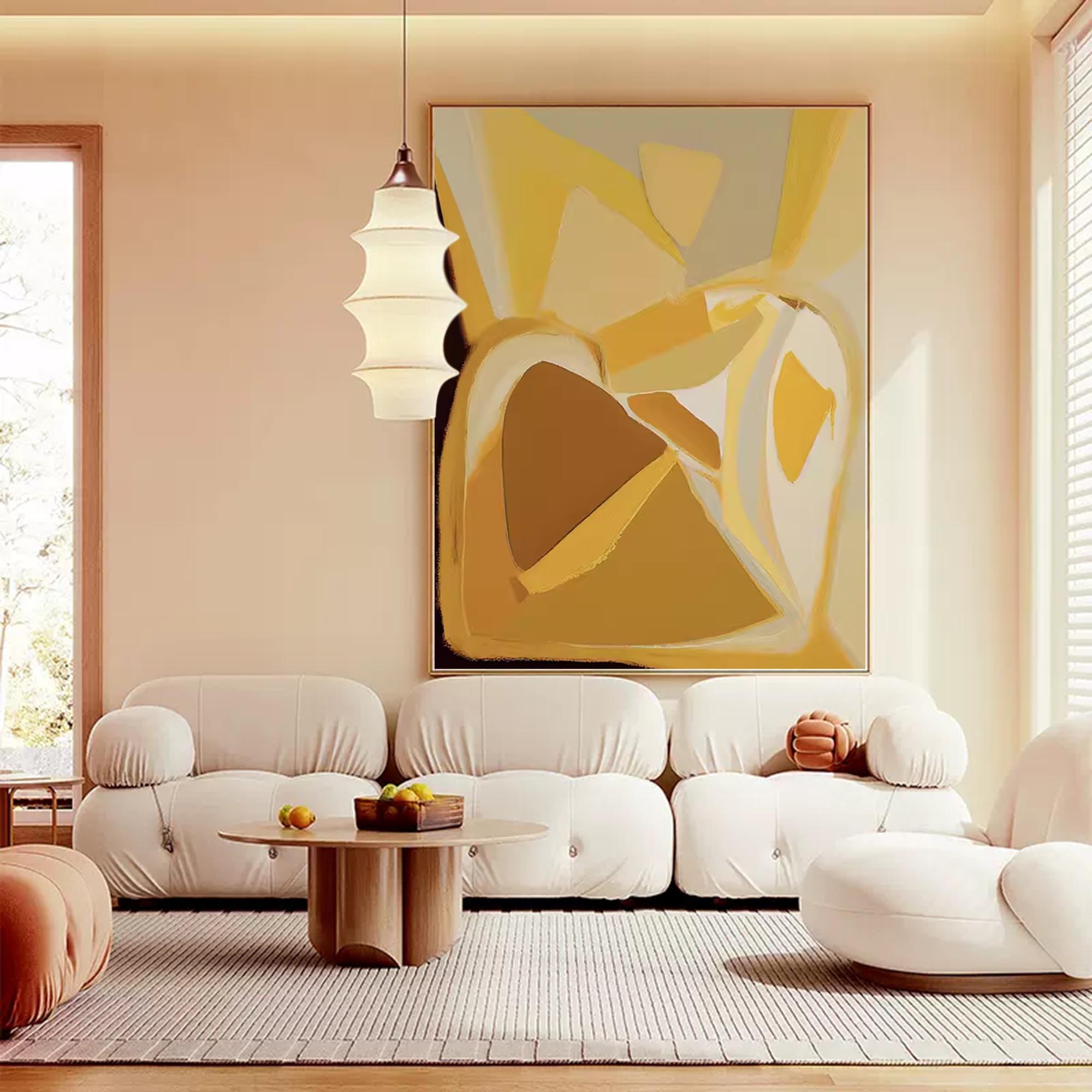Geometric Golden Hues Abstract Art