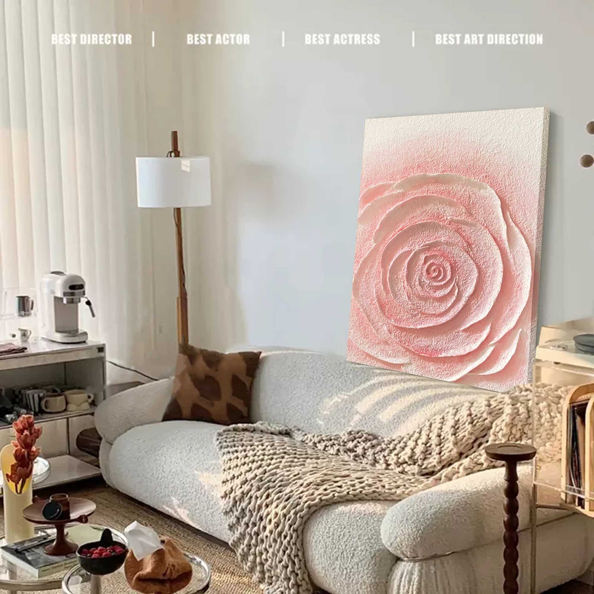 Textured Rose Floral Canvas Art