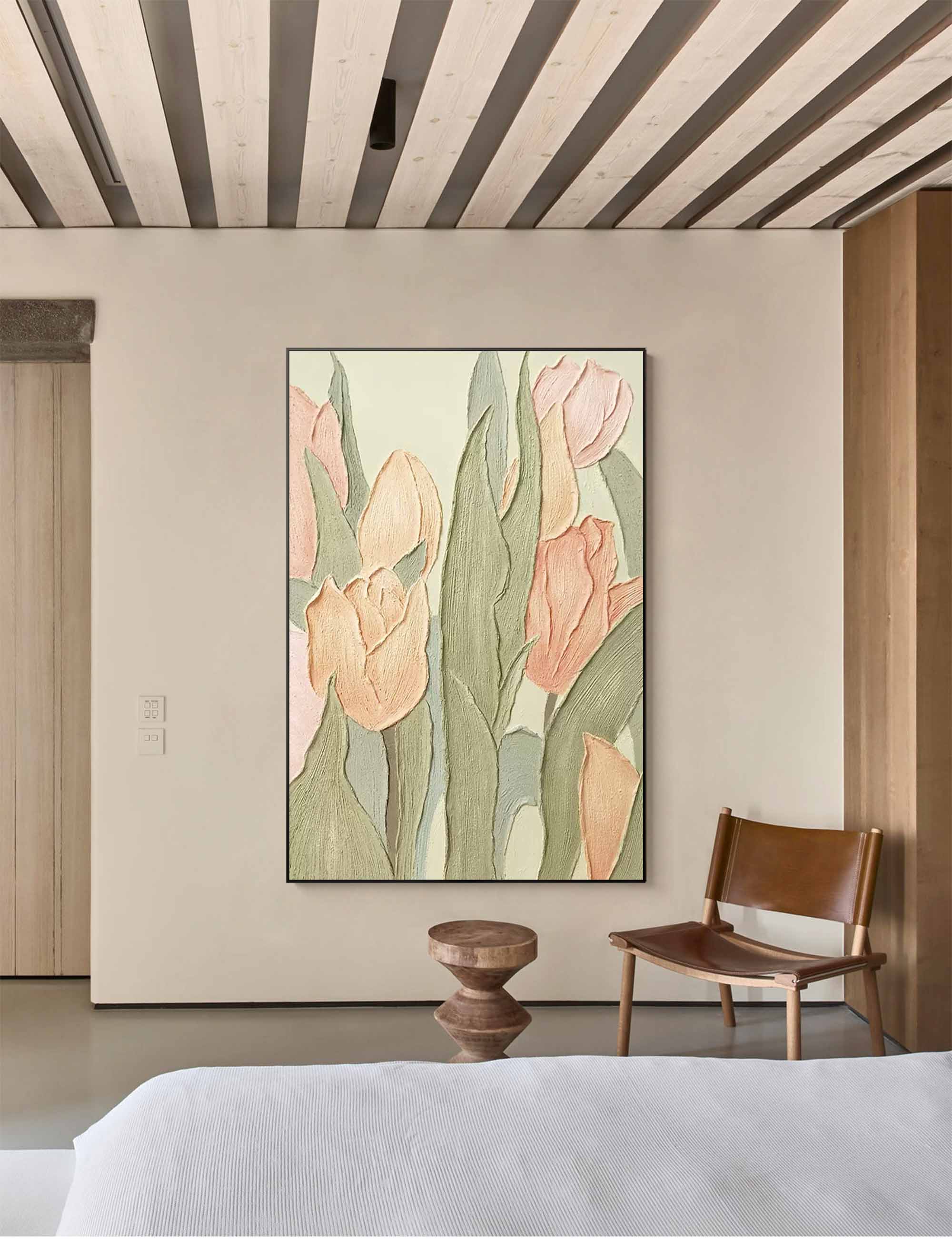 Pastel Tulip Textured Canvas Art