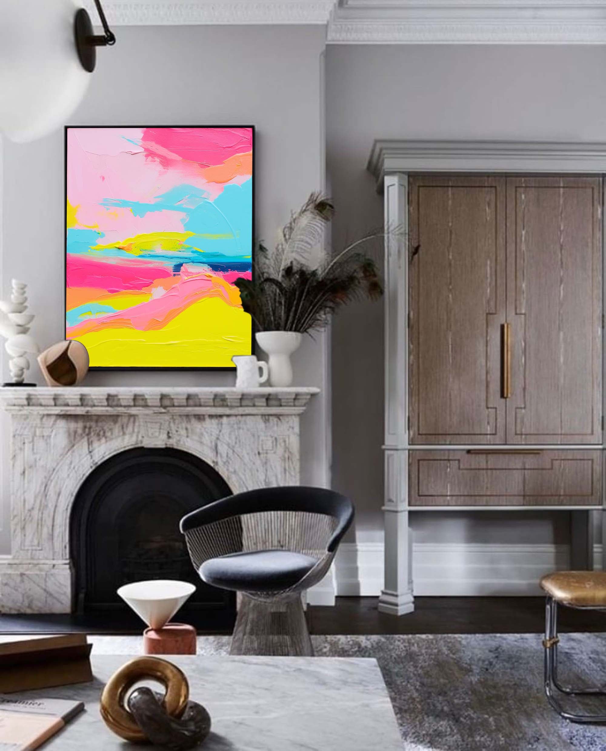 Neon Horizon Abstract Canvas