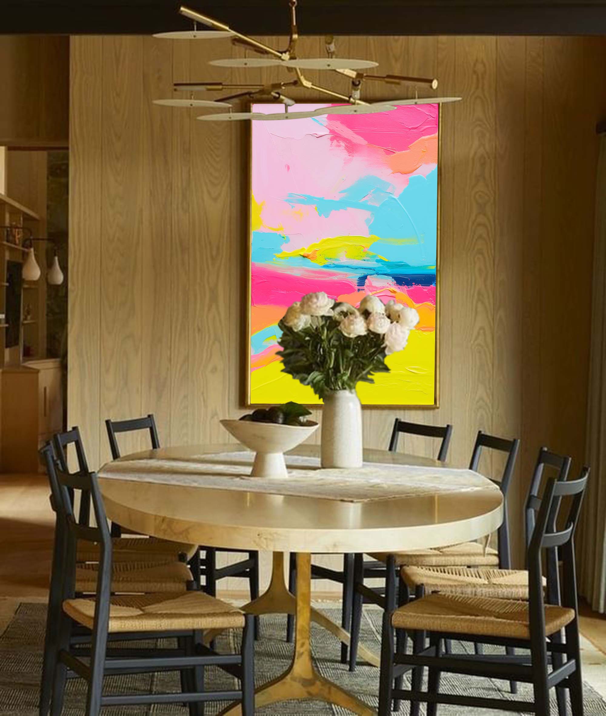 Neon Horizon Abstract Canvas