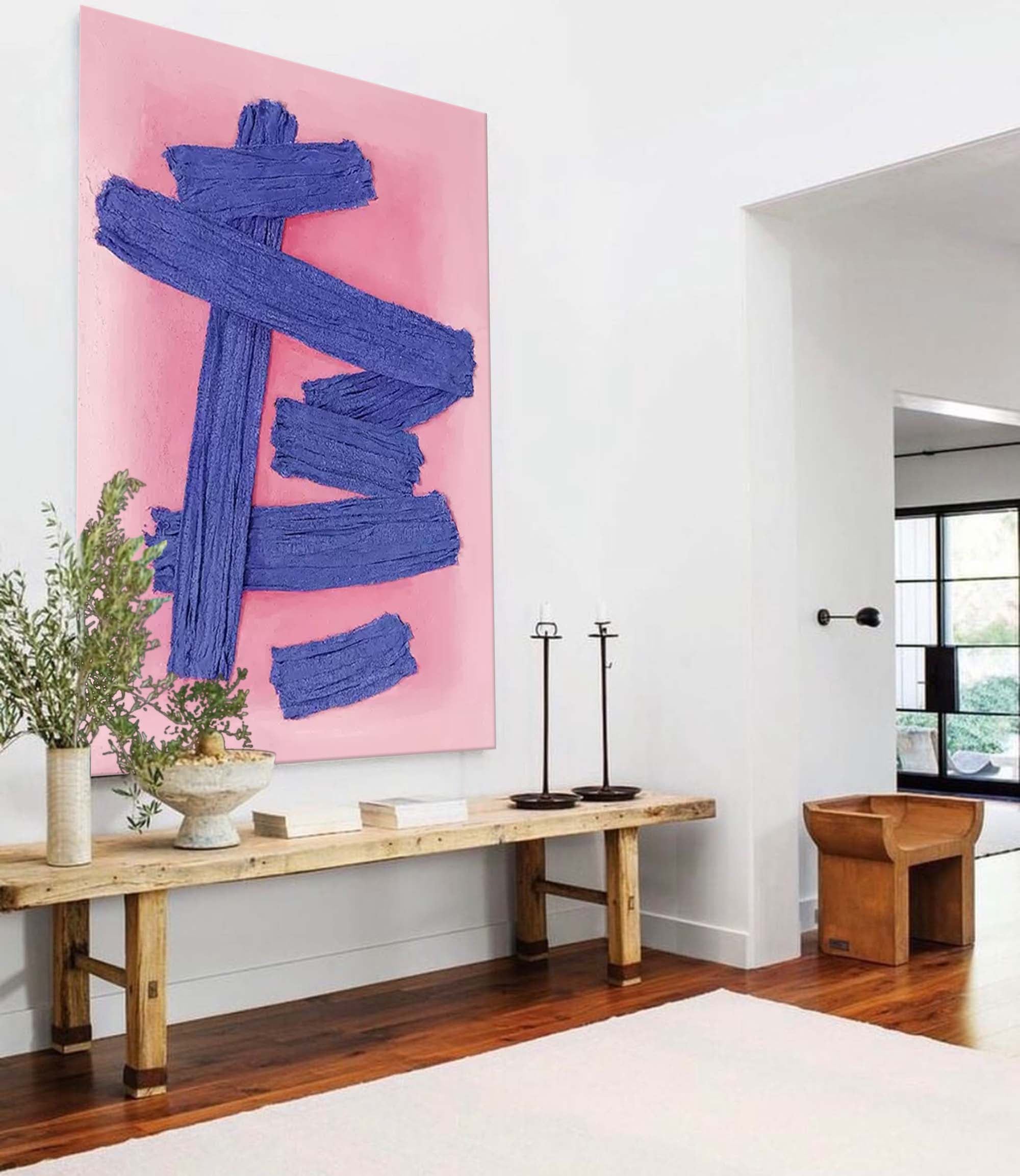 Abstract Texture in Bold Blue Strokes