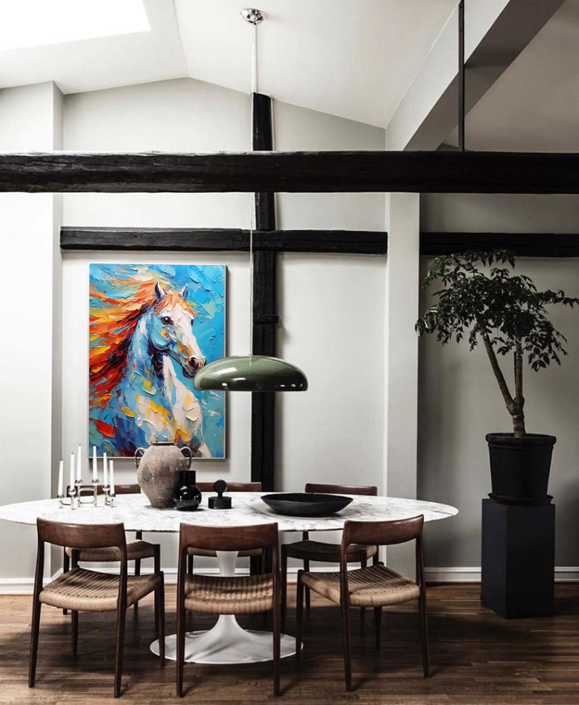 Majestic Horse in Fiery Motion