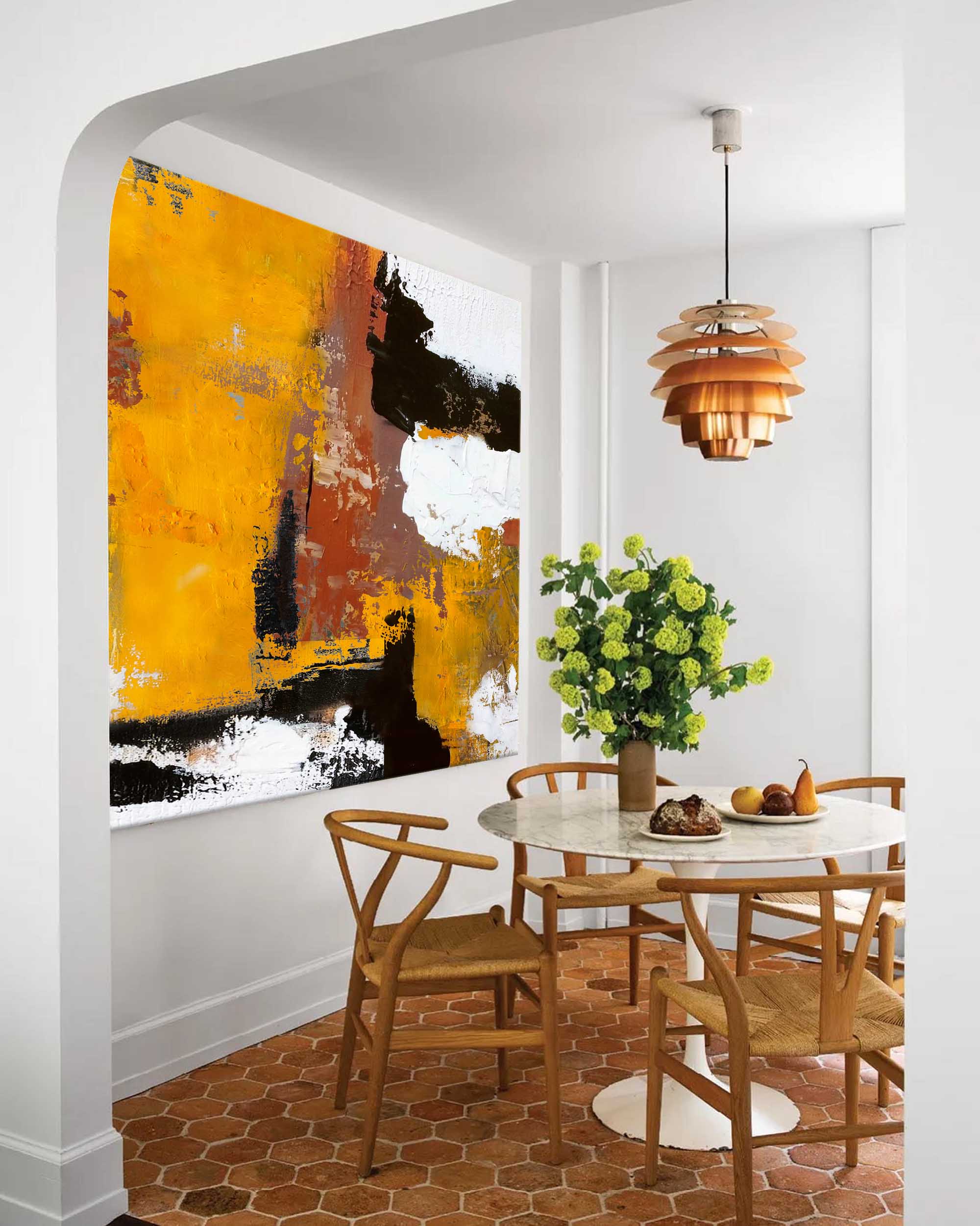 Textured Amber Abstract Wall Art