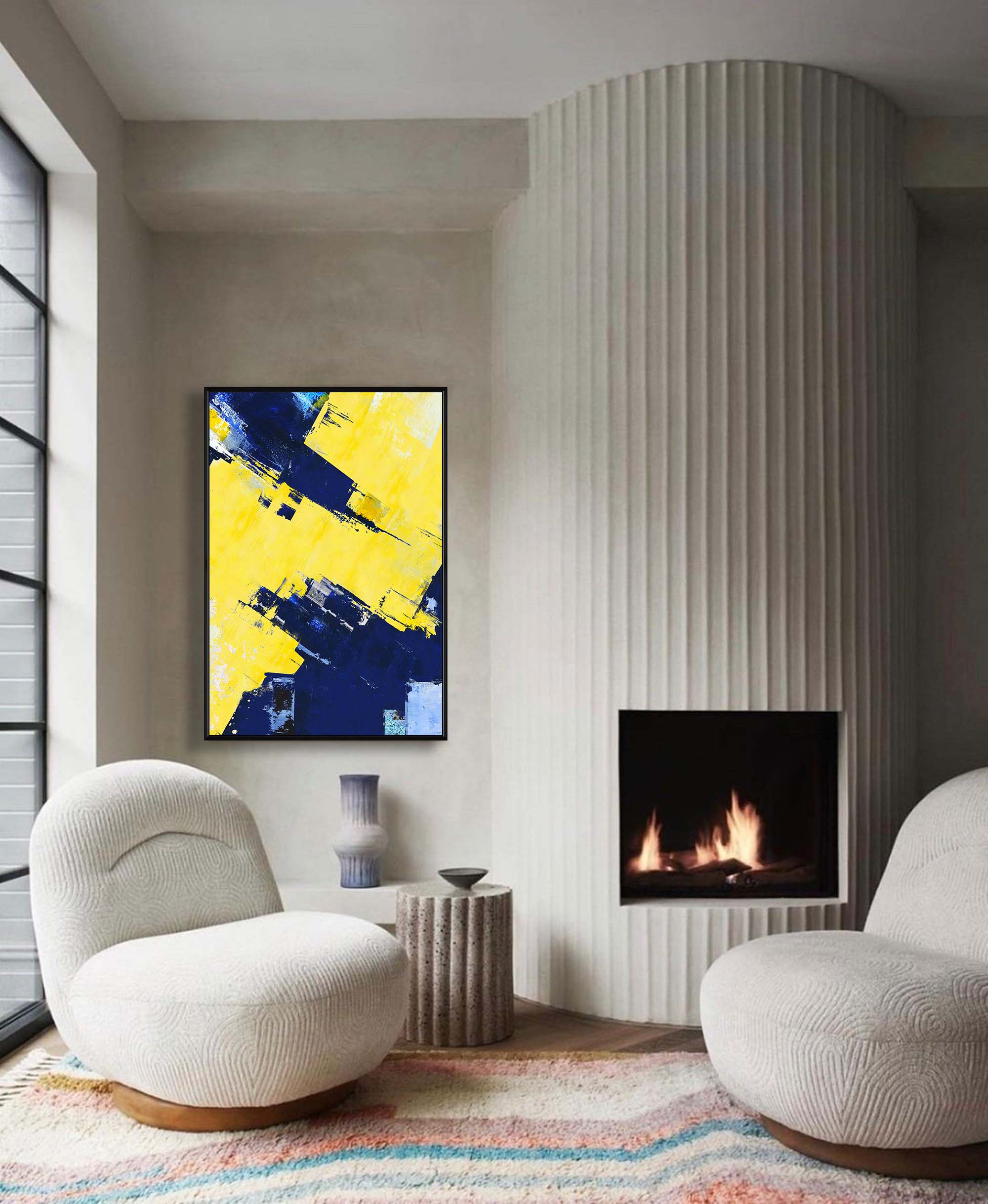 Vibrant Blue and Yellow Abstract